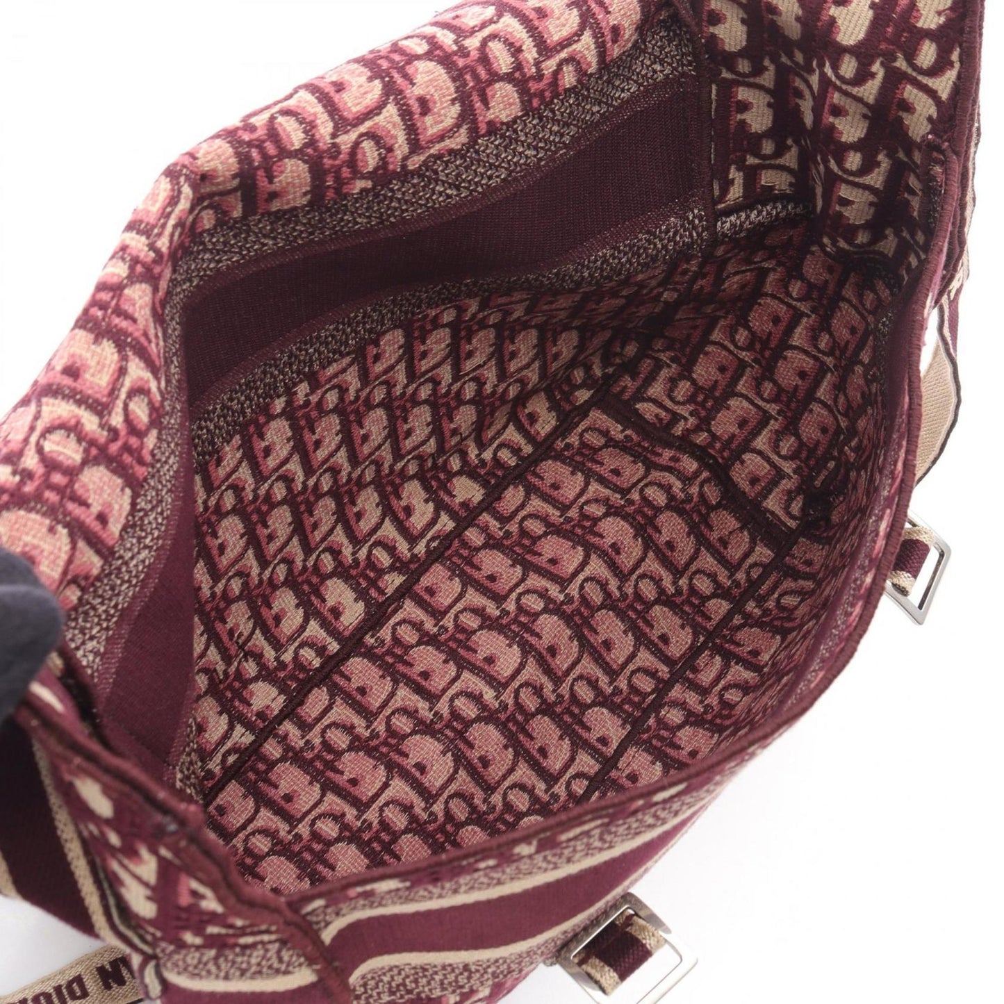 Christian Dior Beige Bordeaux Canvas Leather Shoulder Bag  