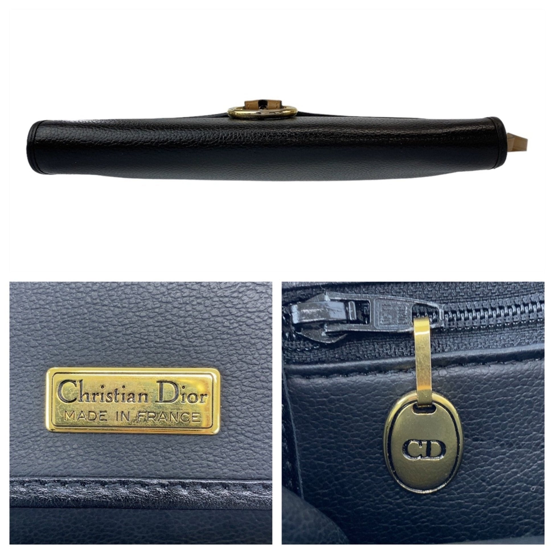 Christian Dior Black Leather Pochette Shoulder Bag  