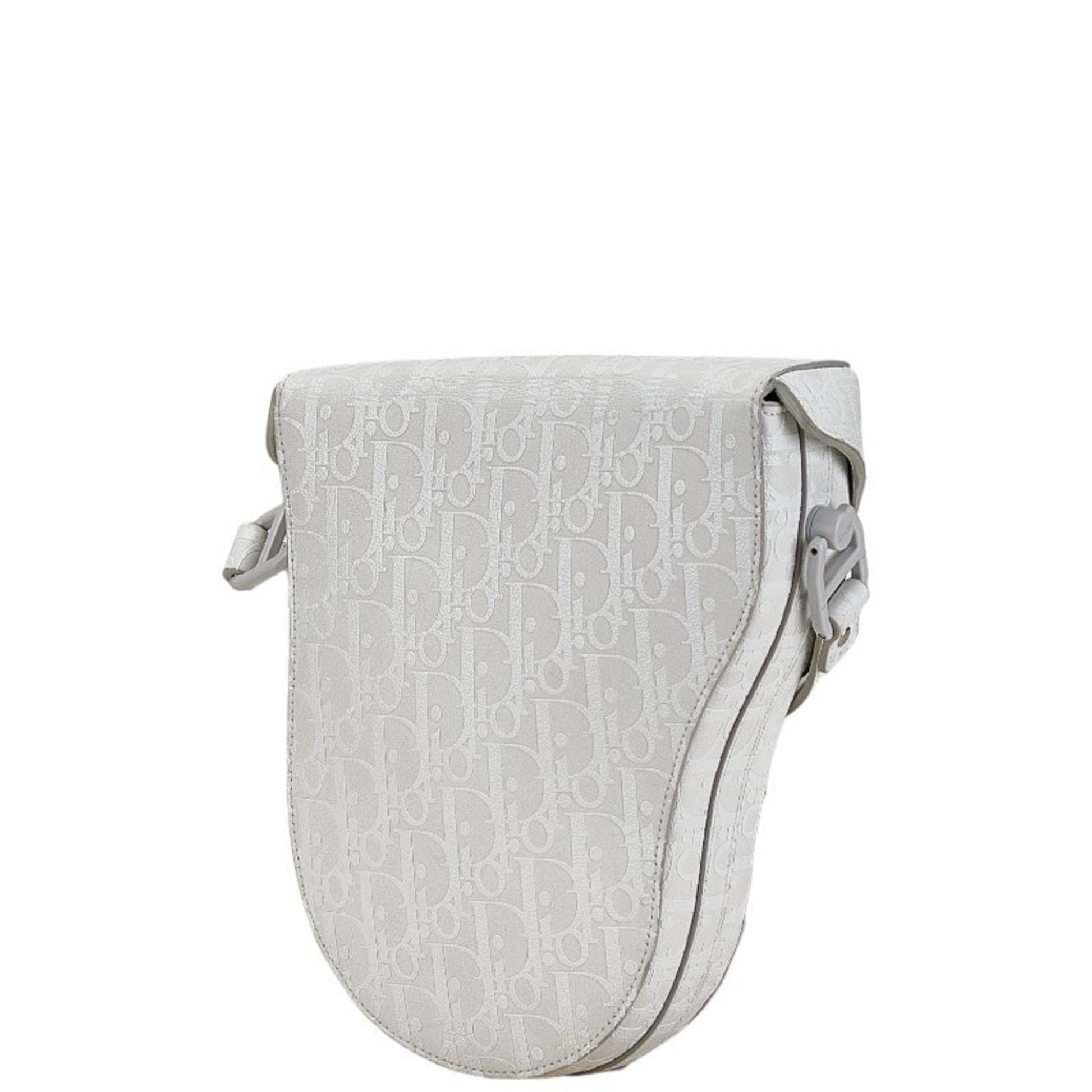 Christian Dior White Leather Saddle Bag Shoulder Bag  