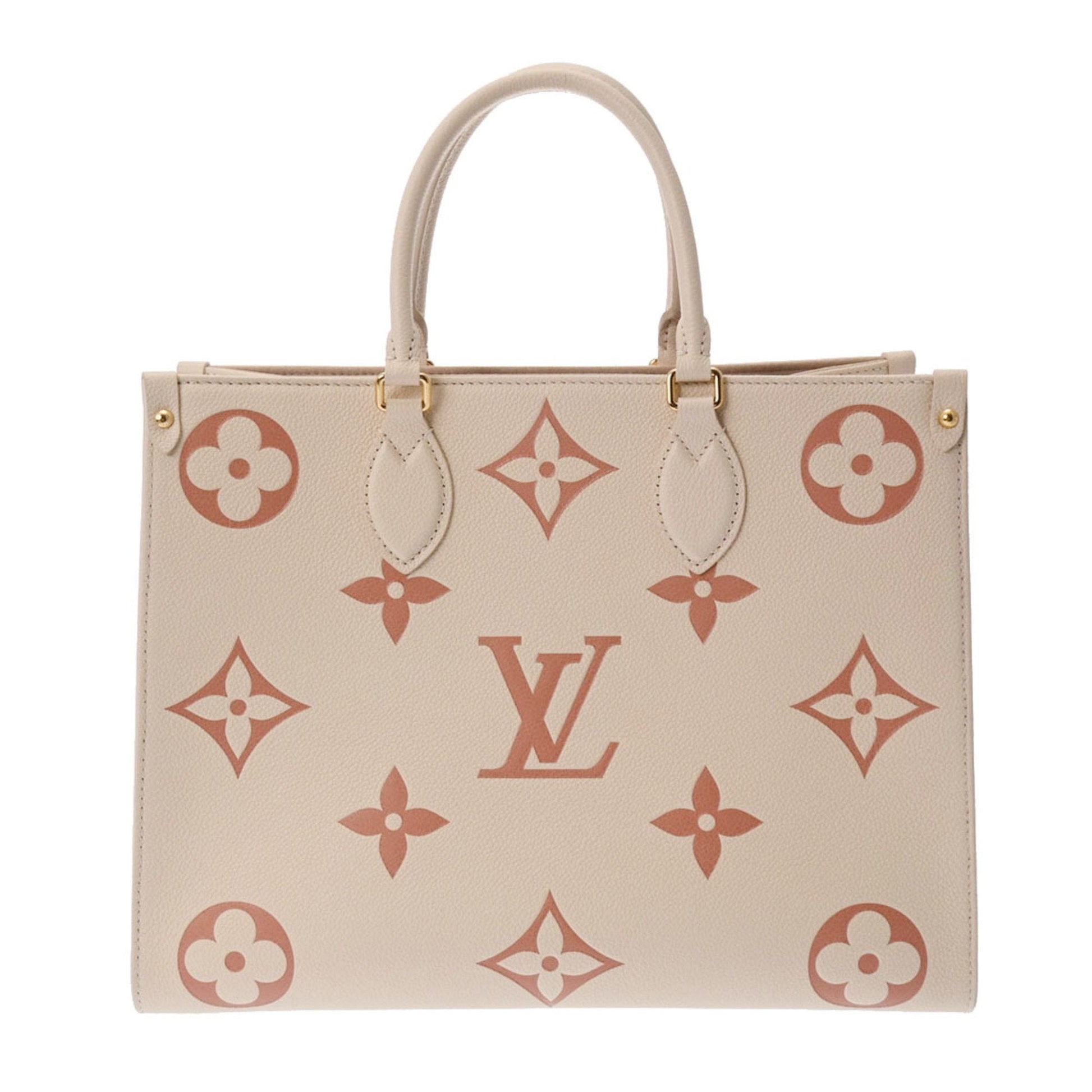 LOUIS VUITTON Monogram Empreinte On the Go MM Creme Women's Leather Bag