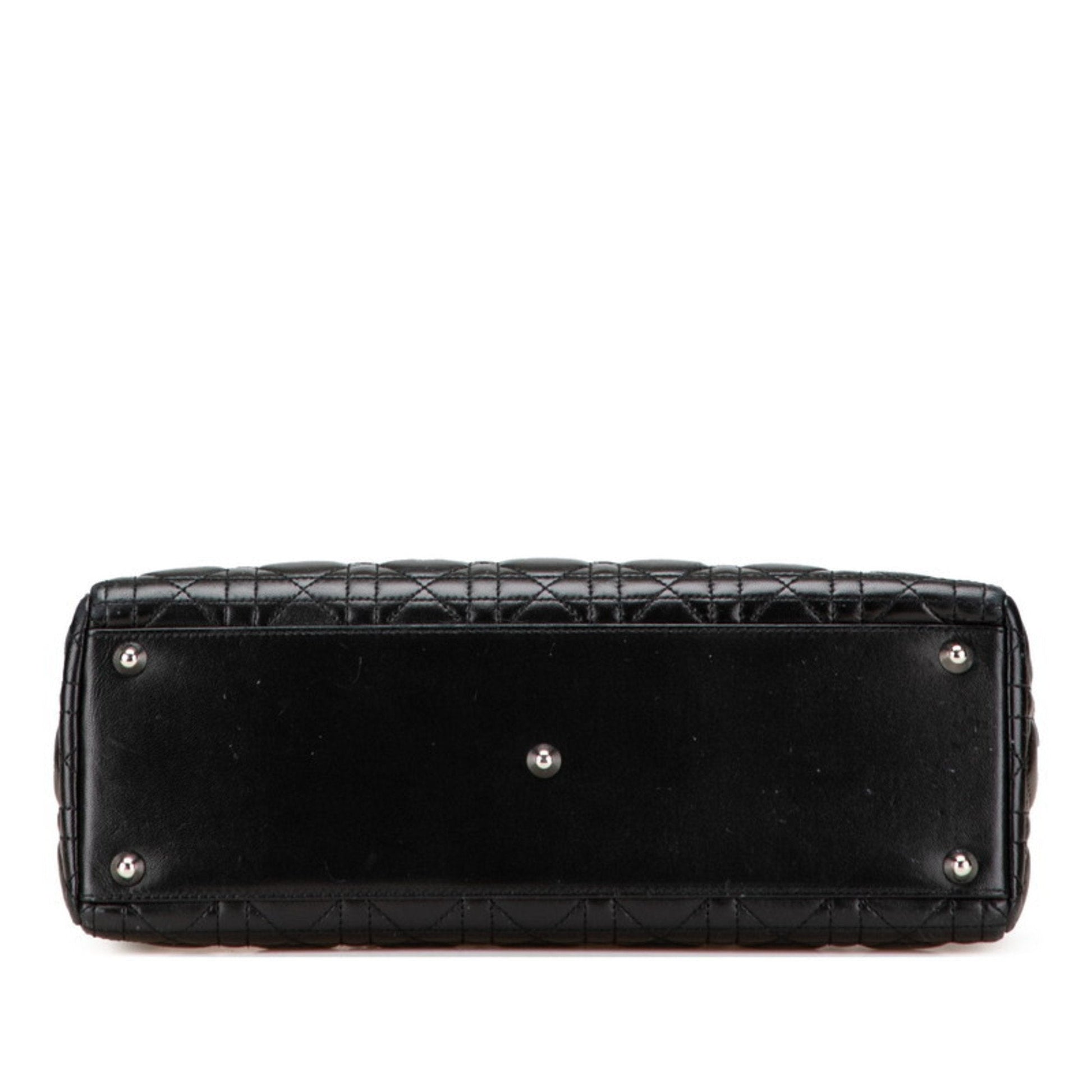 Christian Dior Lady Dior Black Leather Handbag Shoulder Bag  