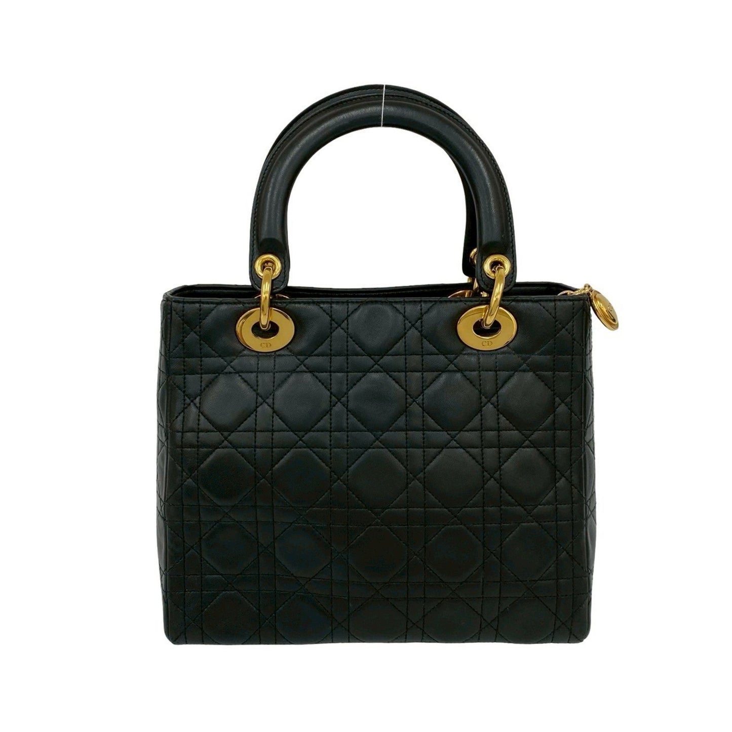 Christian Dior Black Leather Handbag Tote Bag  