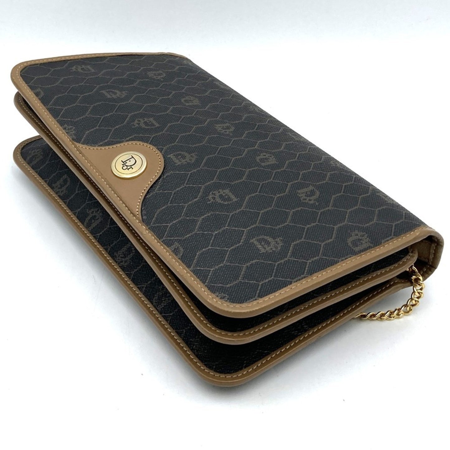 Christian Dior Brown Pvc Leather Shoulder Bag  