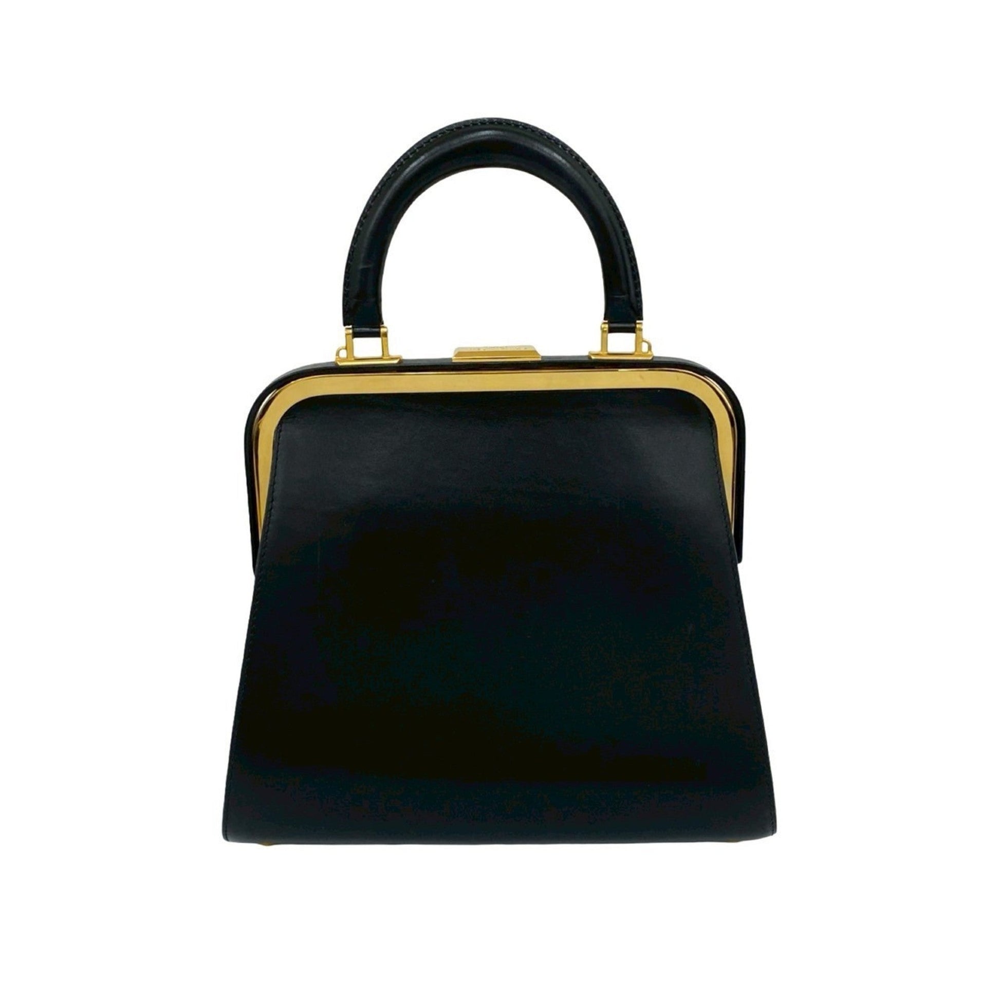 Christian Dior Black Leather Handbag Tote Bag  