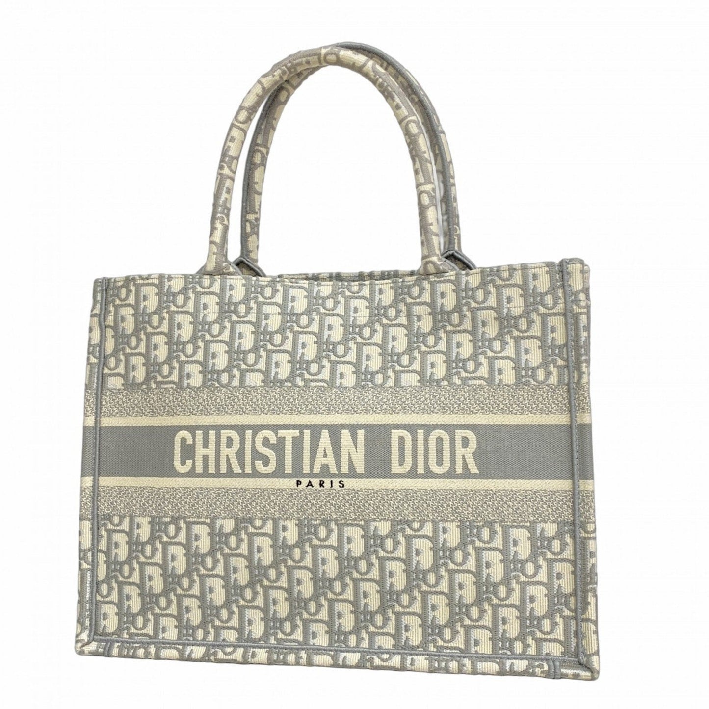 Christian Dior Gray White Canvas Tote Bag  