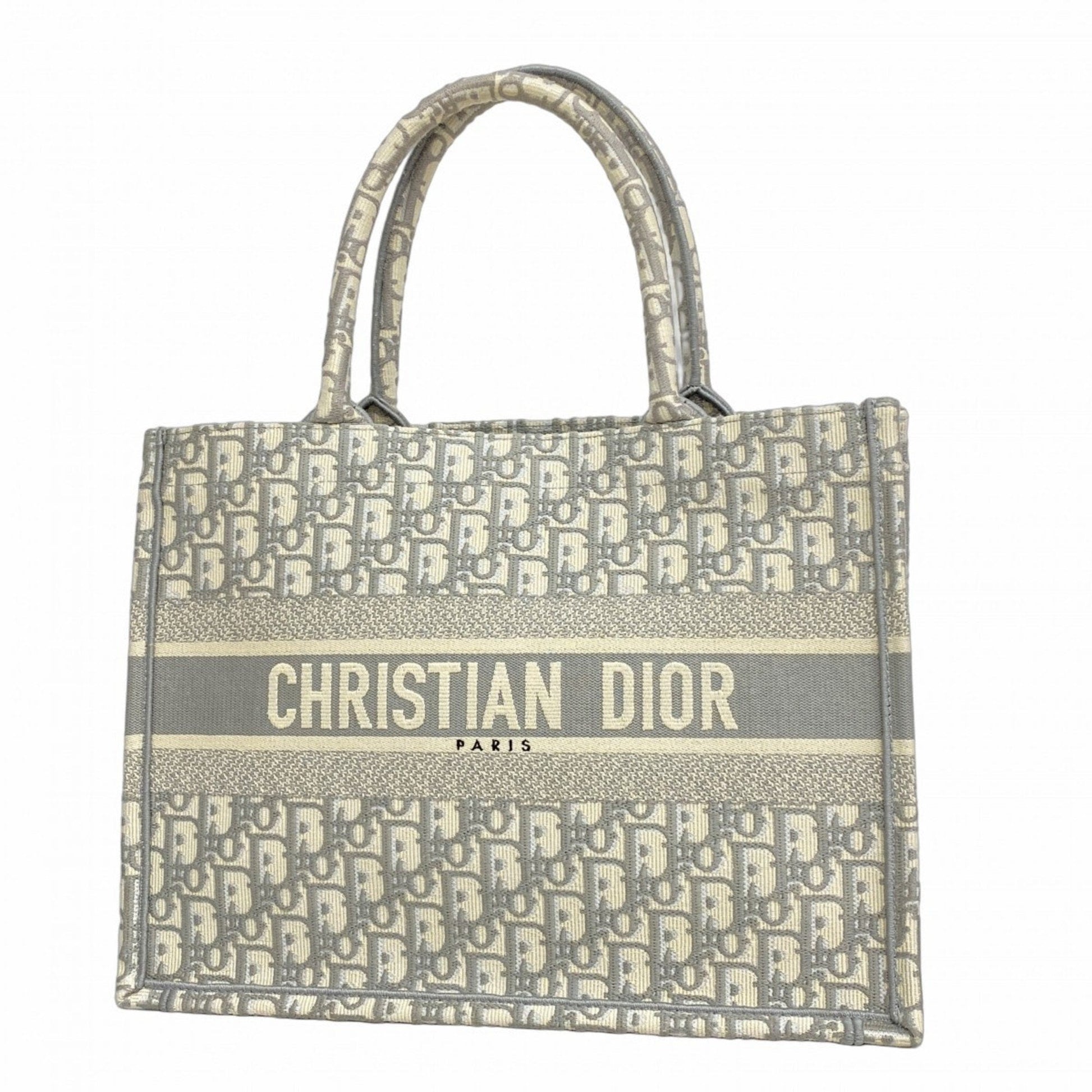Christian Dior Gray White Canvas Tote Bag  