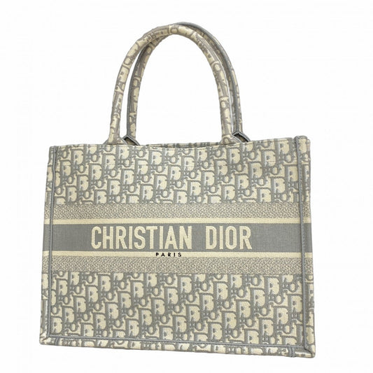 Christian Dior Gray White Canvas Tote Bag  