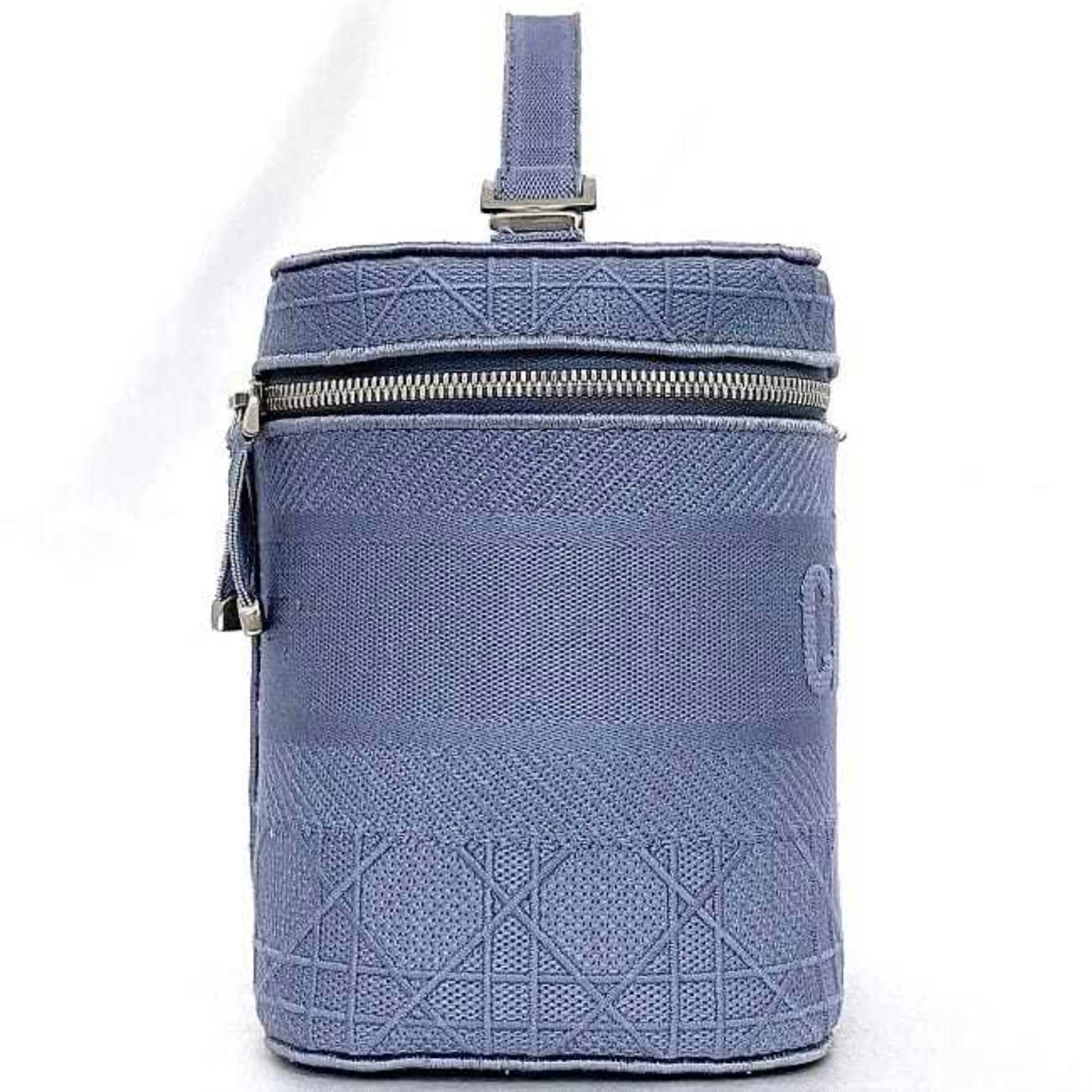 Christian Dior Light Blue Canvas Handbag Vanity Bag  