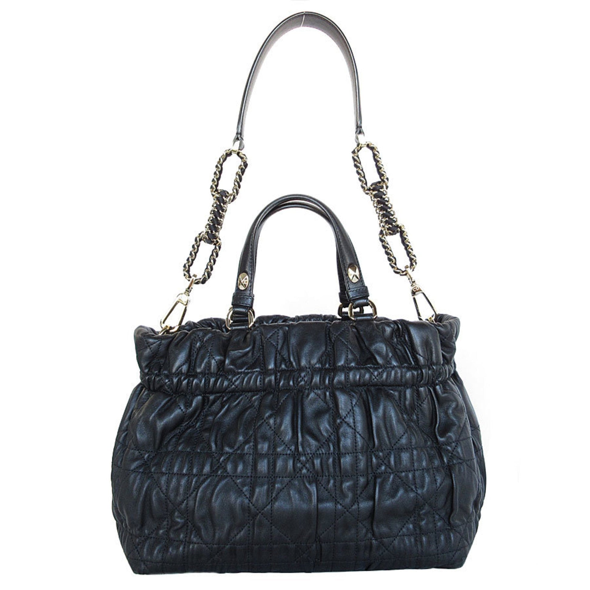 Christian Dior Black Leather Handbag Shoulder Bag  