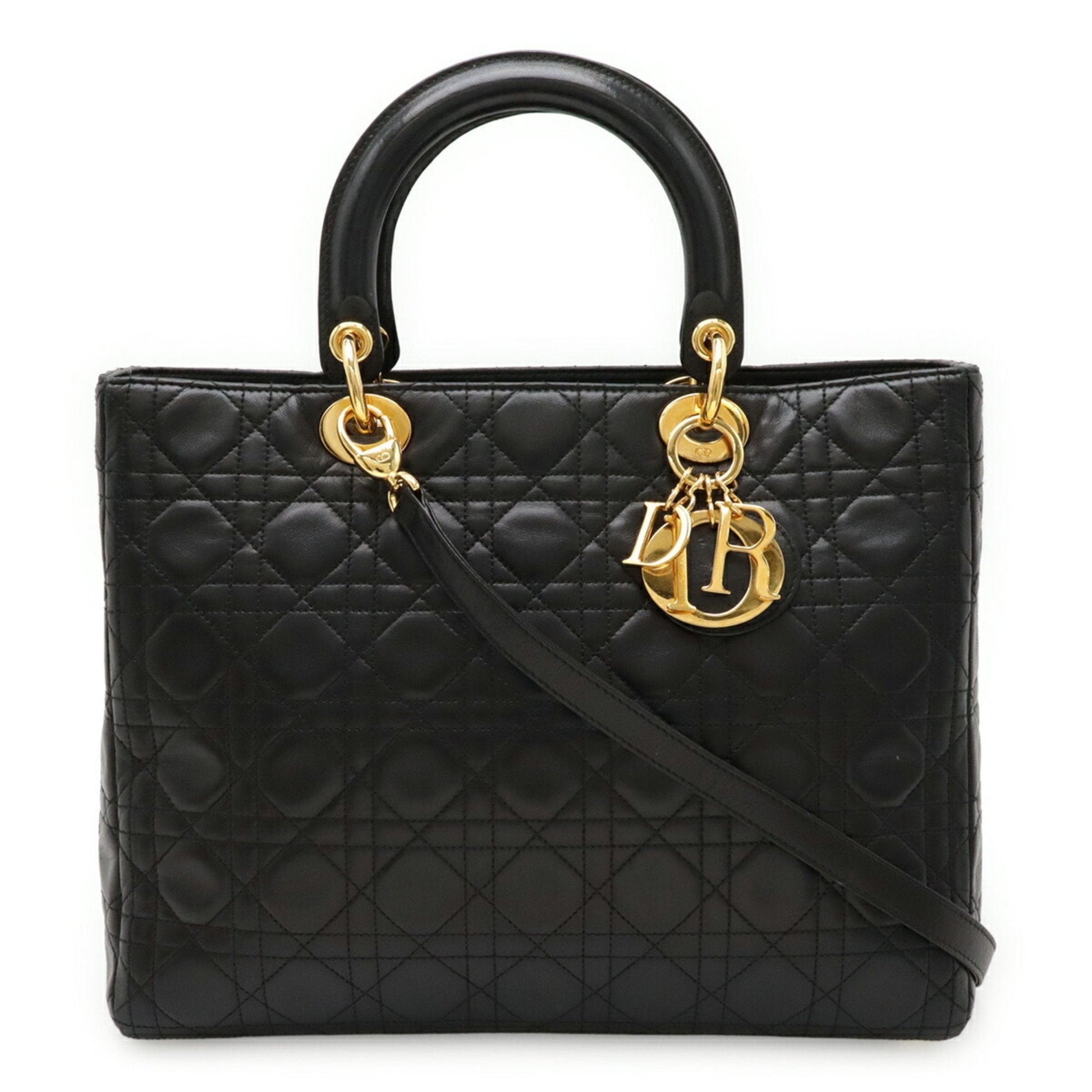 Christian Dior Black Leather Handbag Tote Bag  