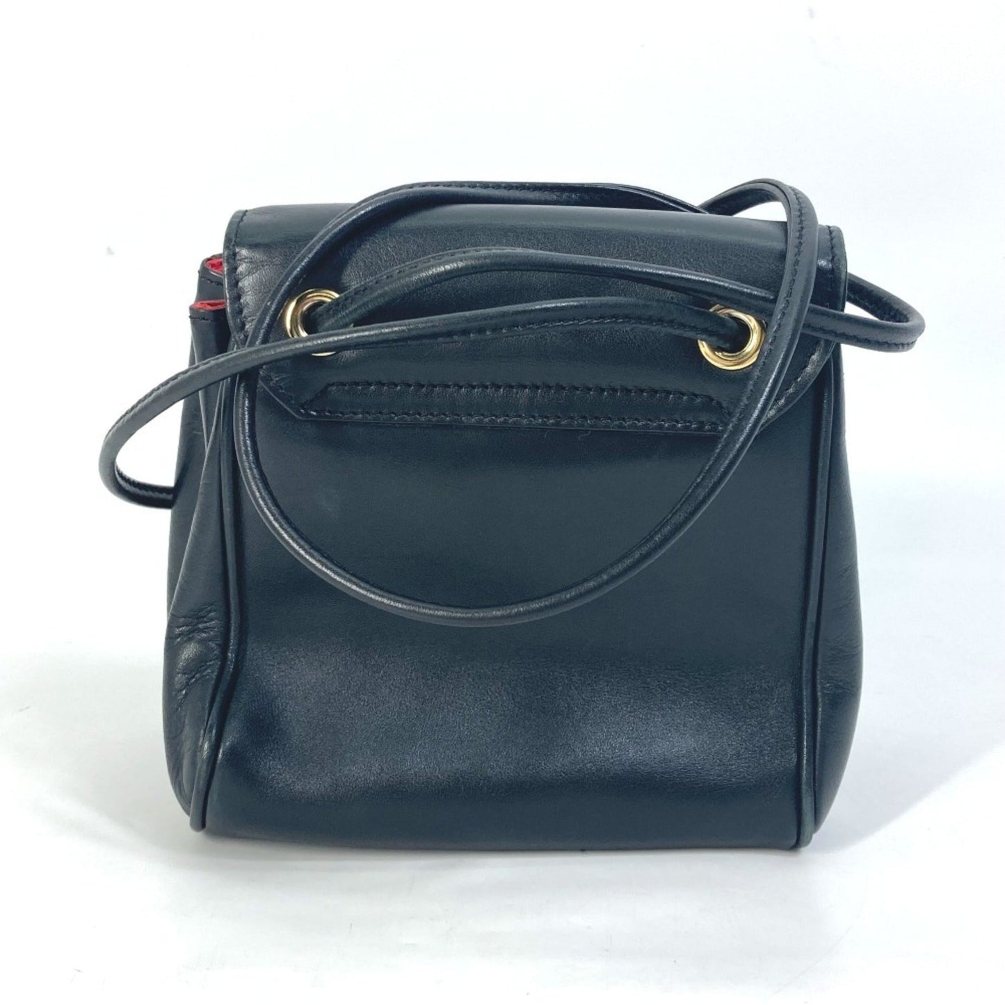 Christian Dior Black Red Color Leather Pochette Shoulder Bag  