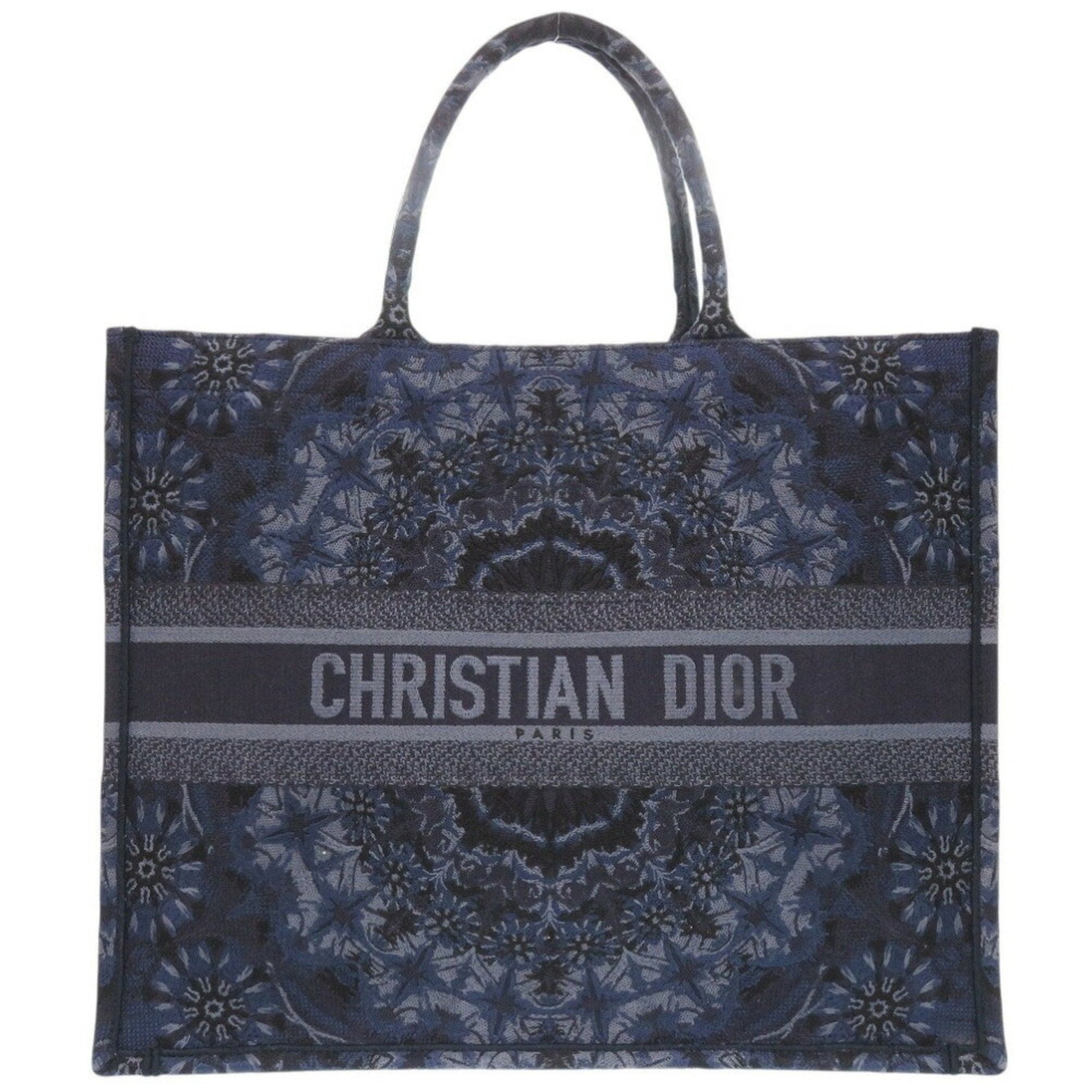 Christian Dior Navy Canvas Tote Bag  