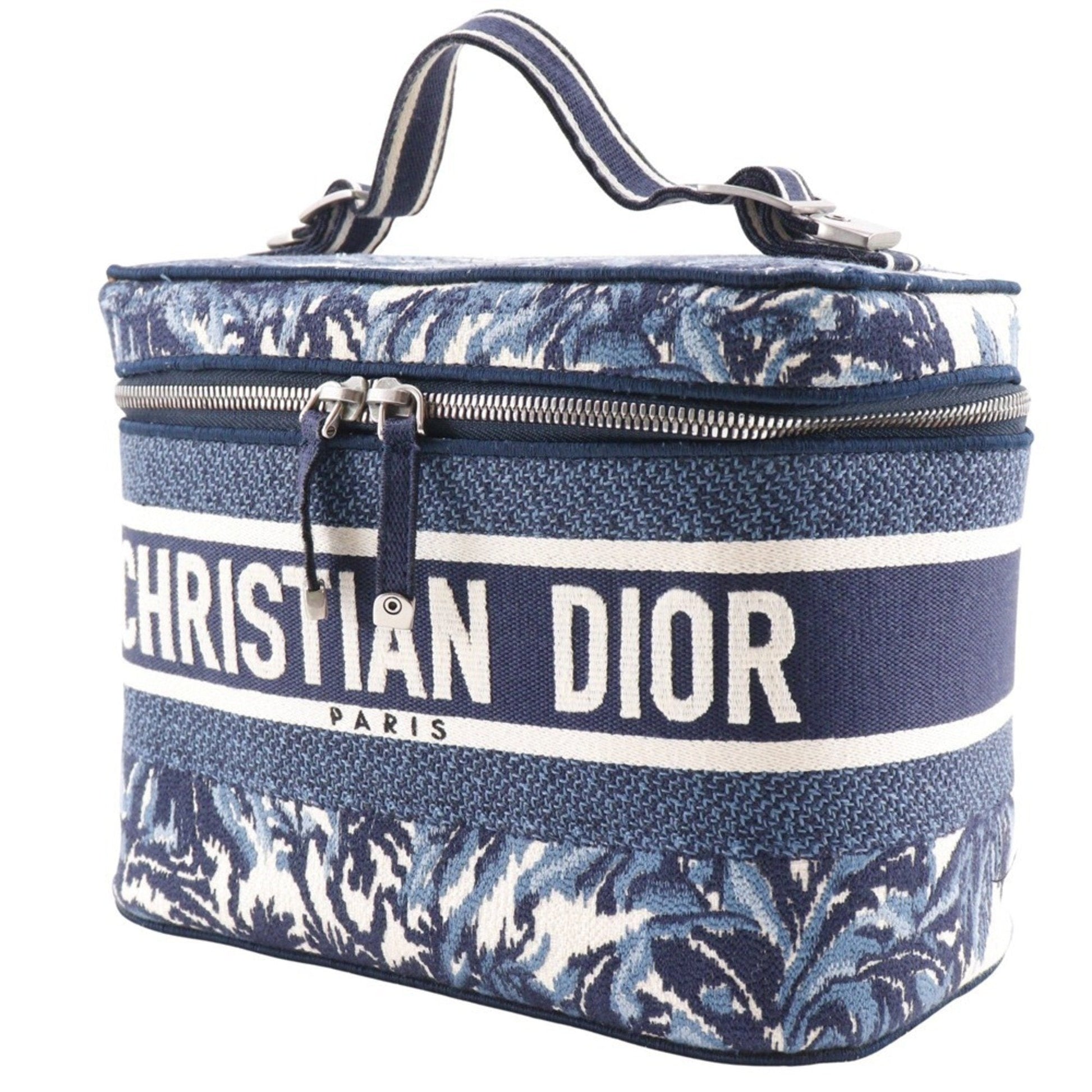 Christian Dior Navy White Canvas Handbag Weekend Bag  