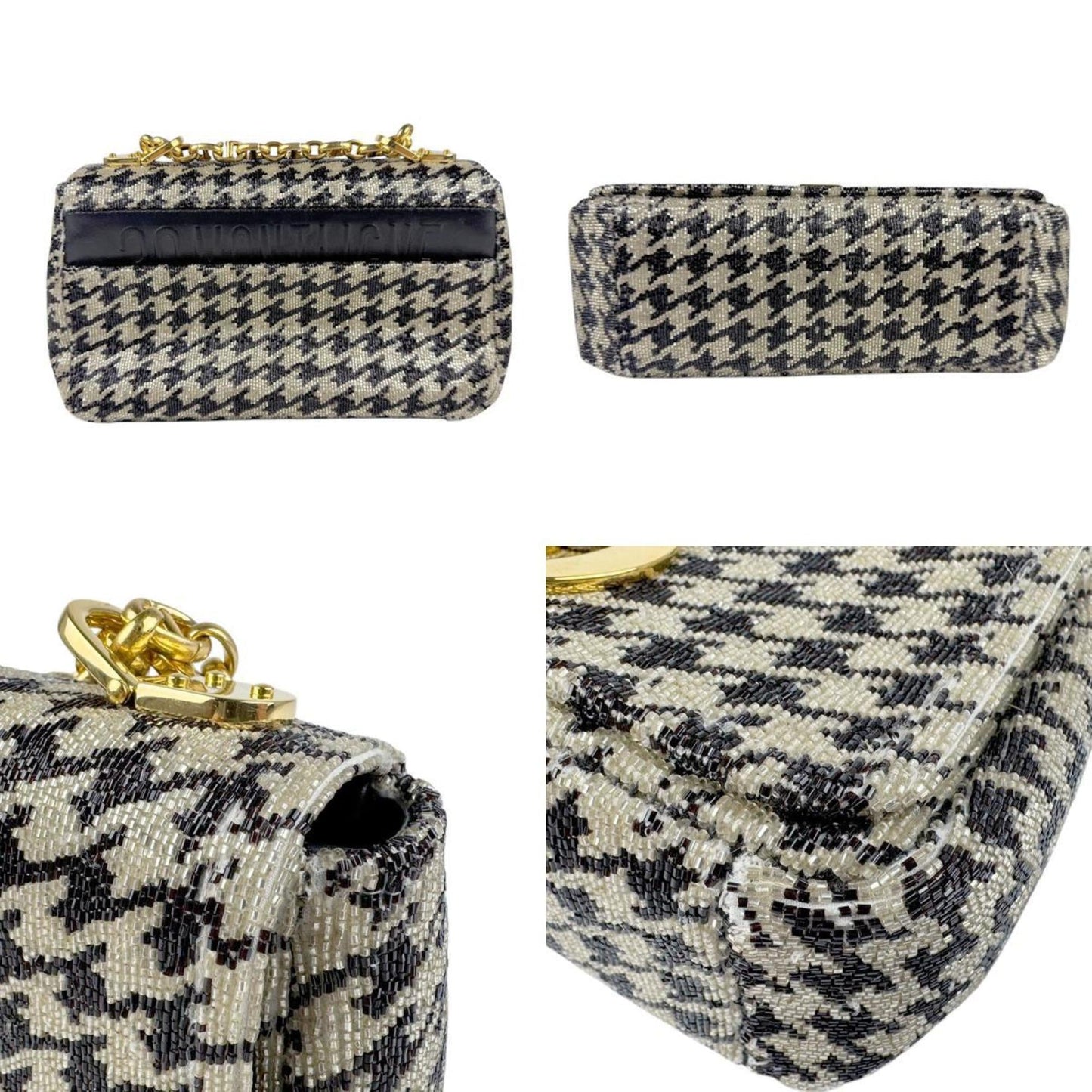Christian Dior Beige Black Beads Shoulder Bag  