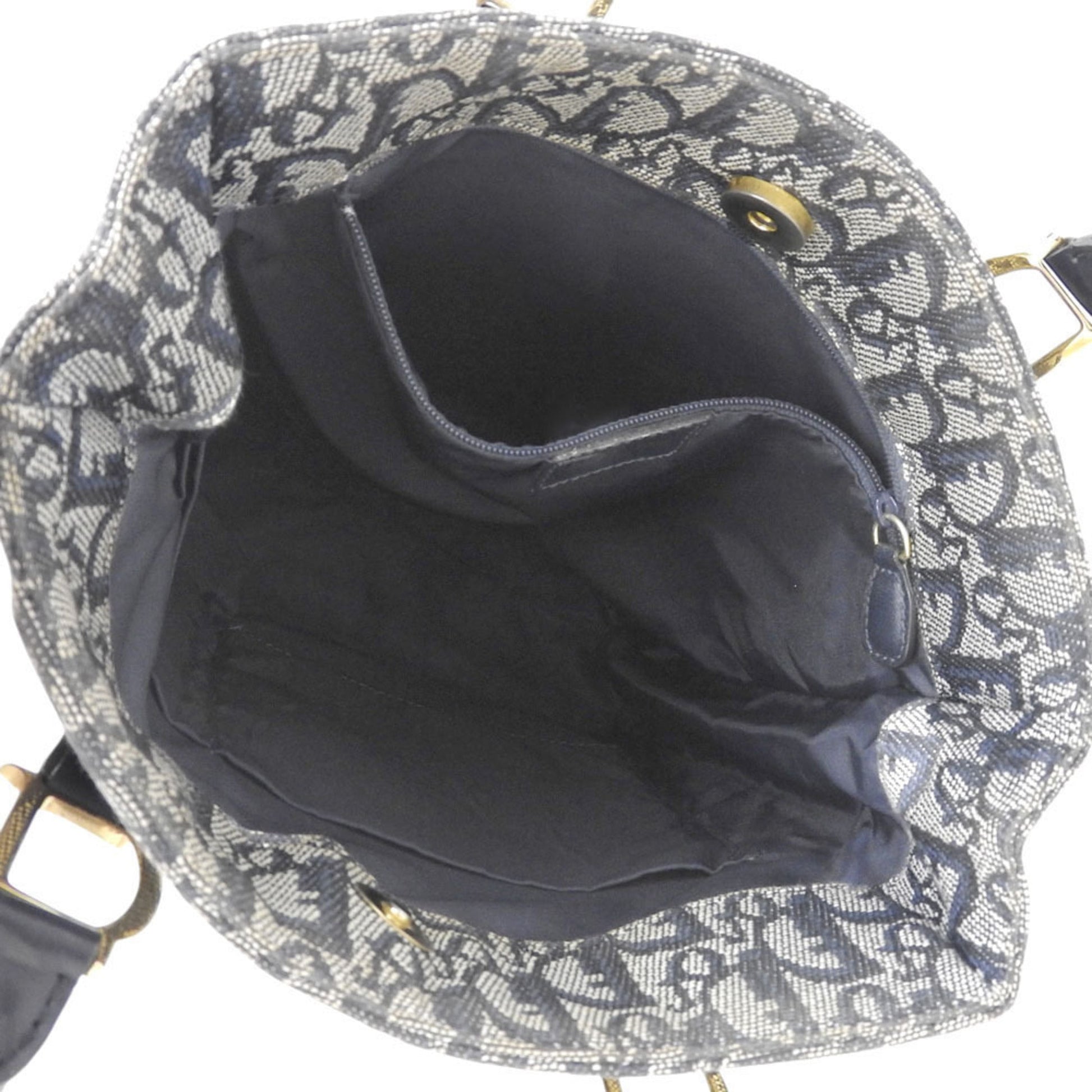 Christian Dior Trotter Navy Trotter Leather Canvas Handbag Tote Bag  