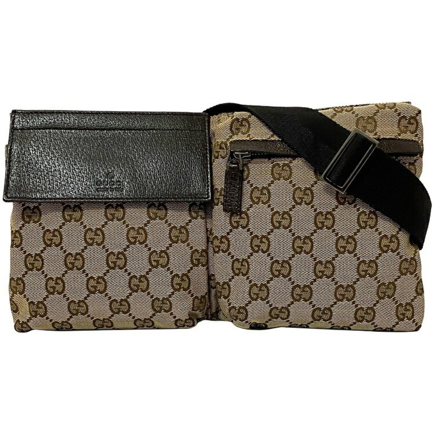 Gucci Brown Leather Canvas Clutch Style 2