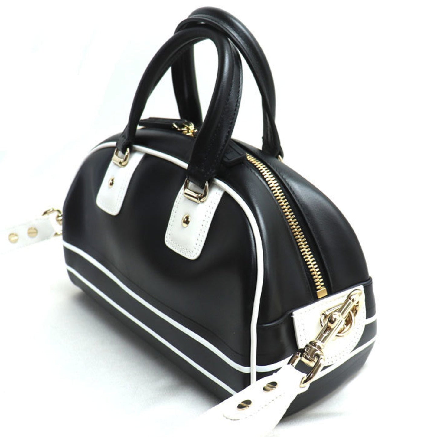 Christian Dior Black White Leather Shoulder Bag  