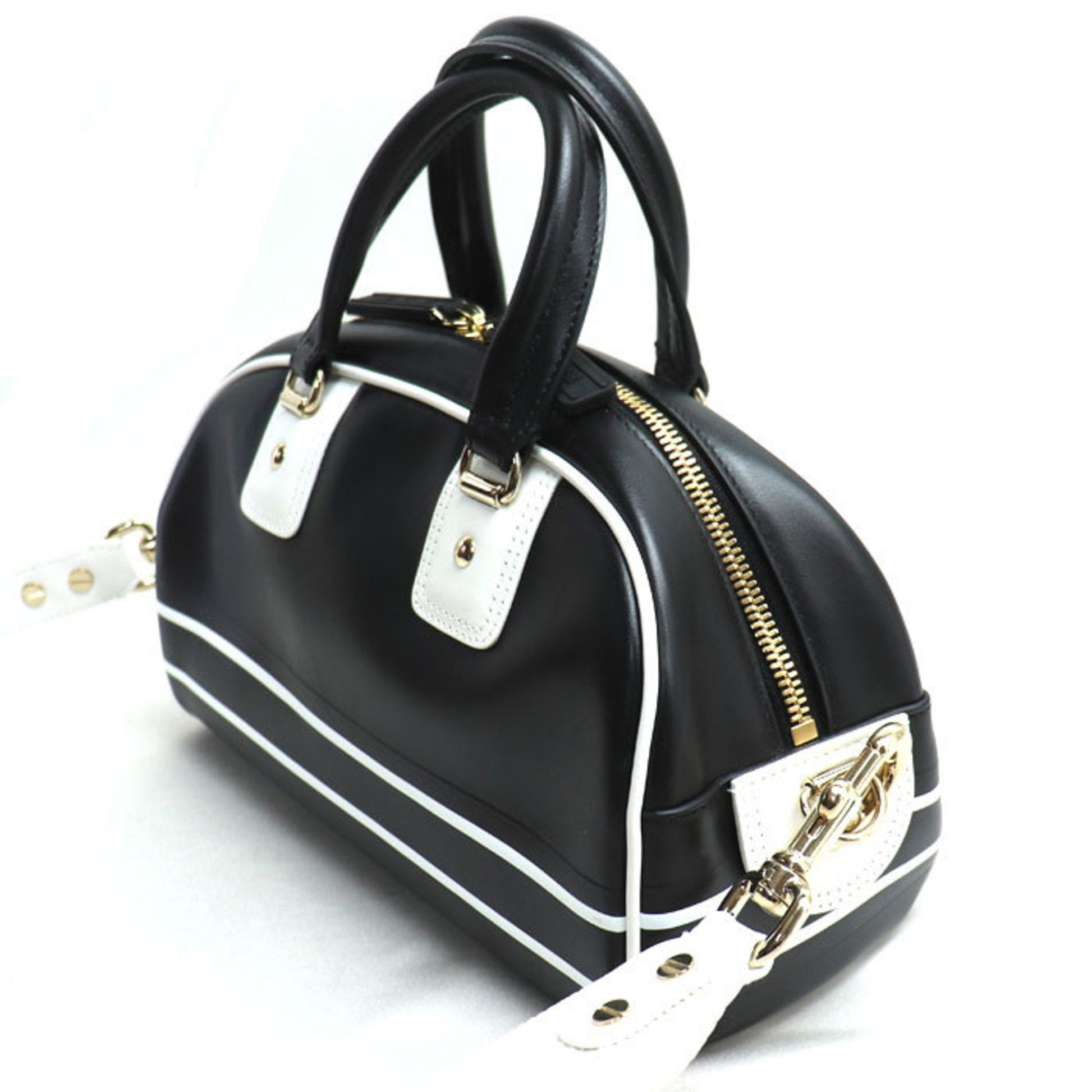 Christian Dior Black White Leather Shoulder Bag  