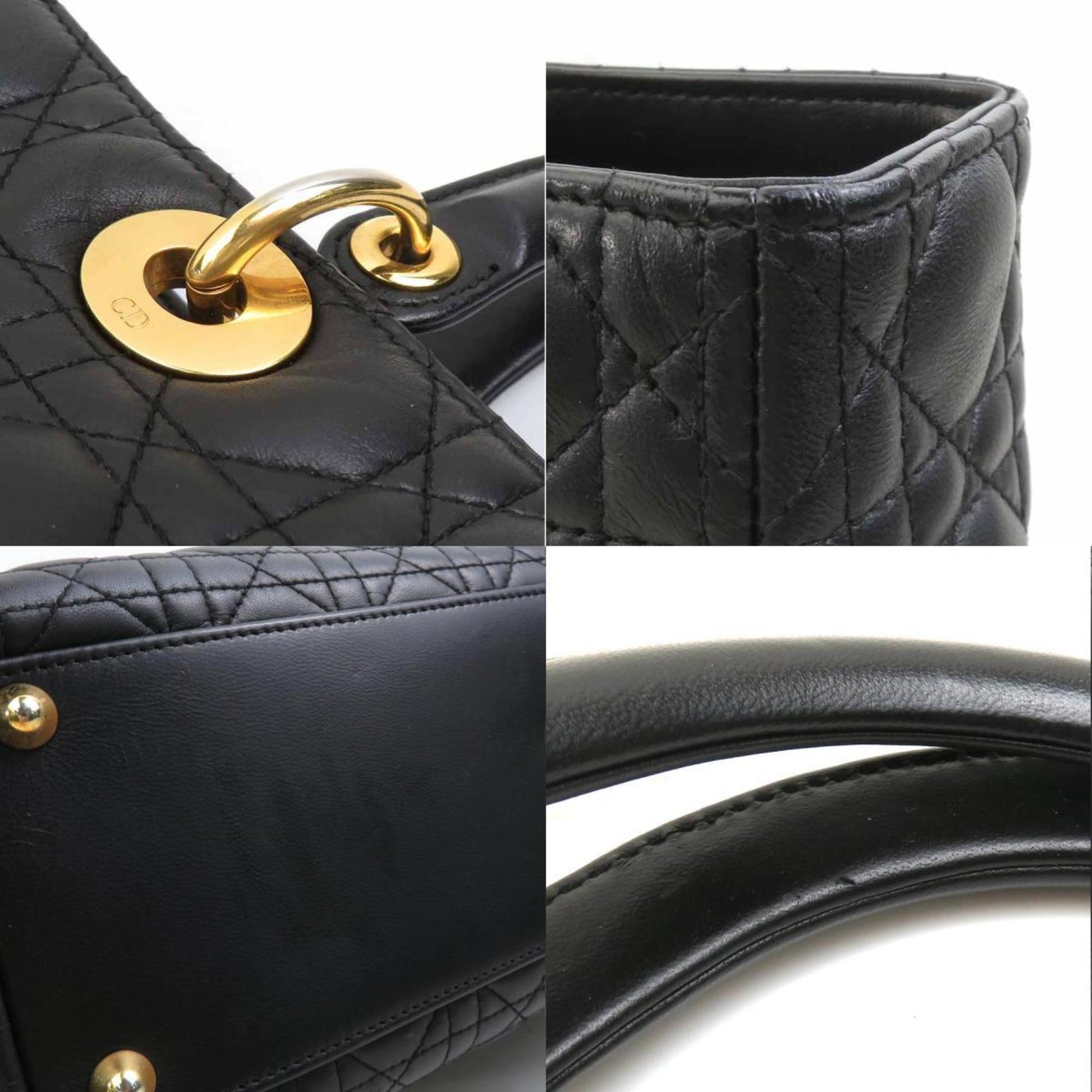 Christian Dior Black Leather Handbag Shoulder Bag  