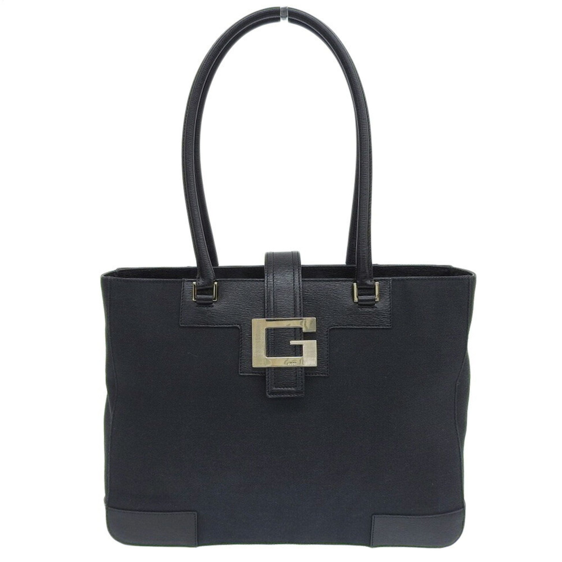Gucci Black Leather Canvas Tote Style 36