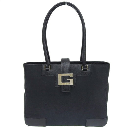 Gucci Black Leather Canvas Tote Style 36