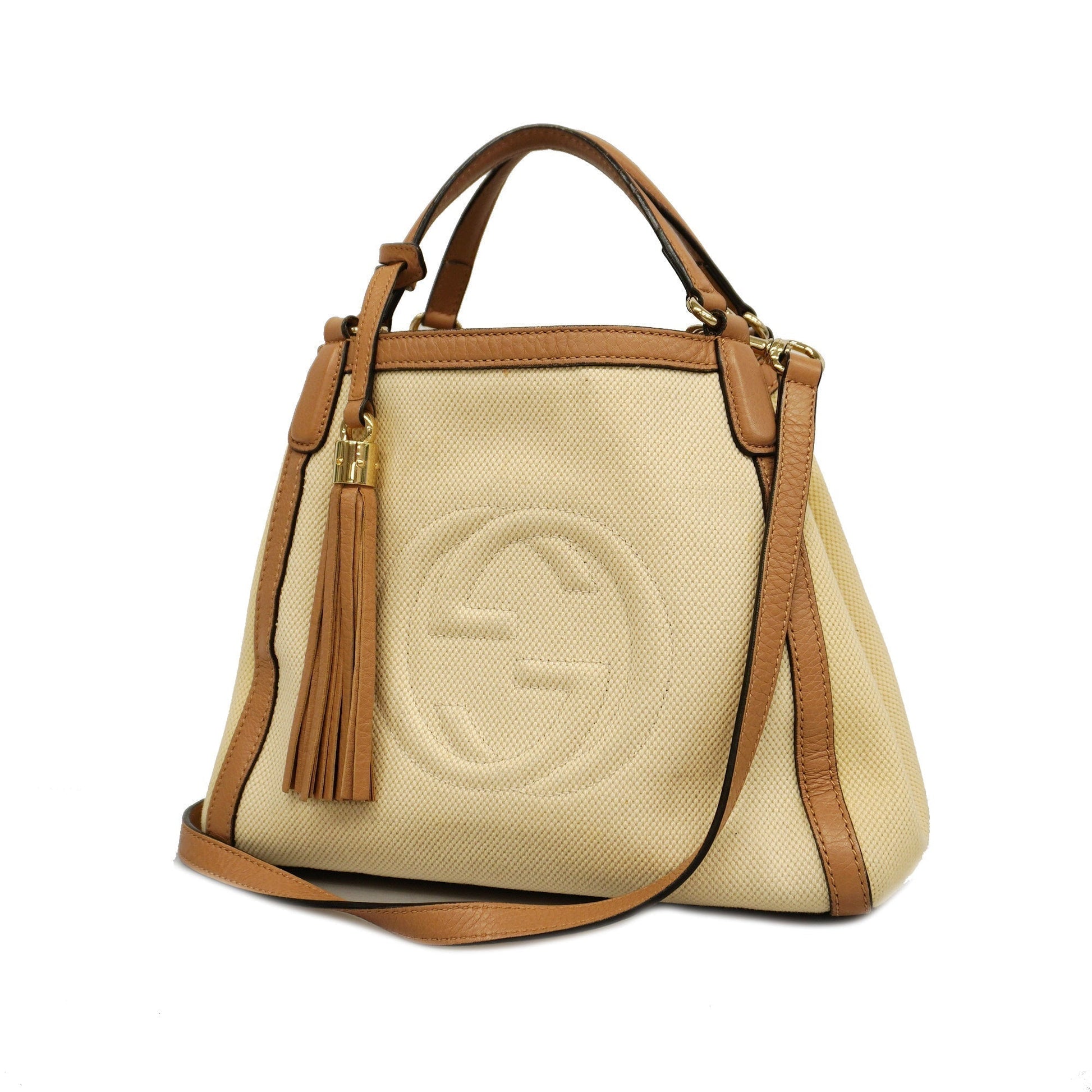 Gucci Leather Canvas Shoulder Bag