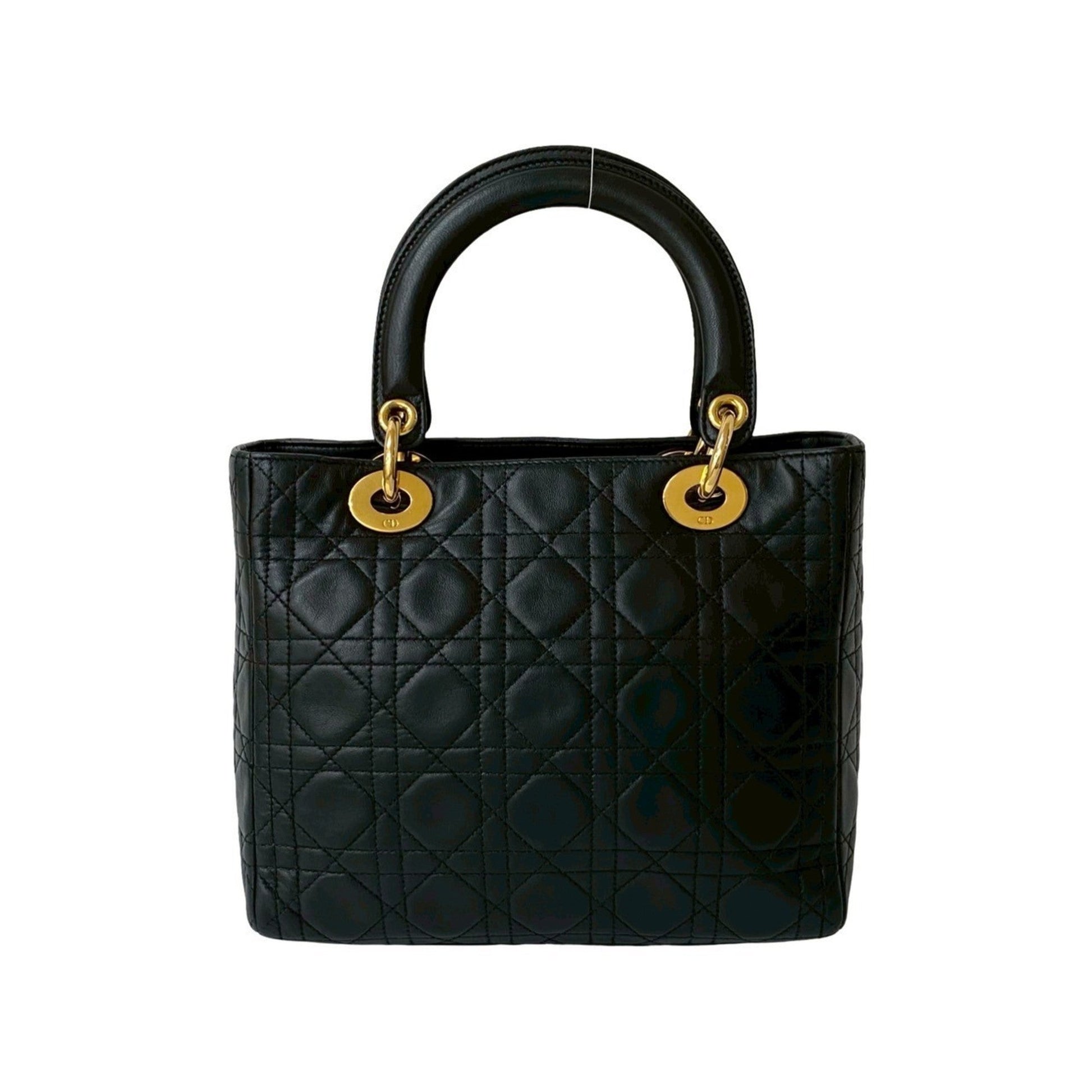 Christian Dior Black Leather Handbag Tote Bag  