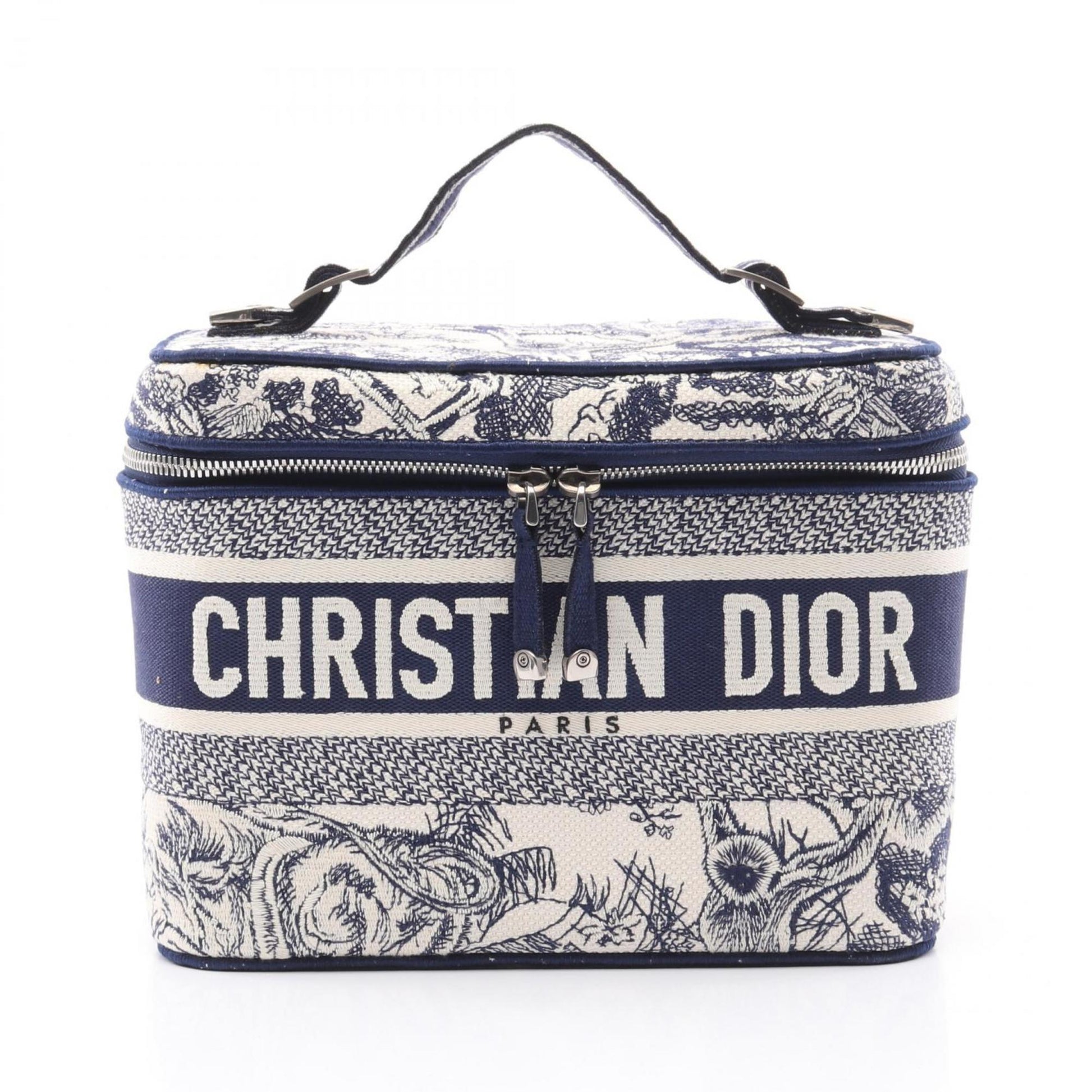 Christian Dior Navy White Canvas Handbag  
