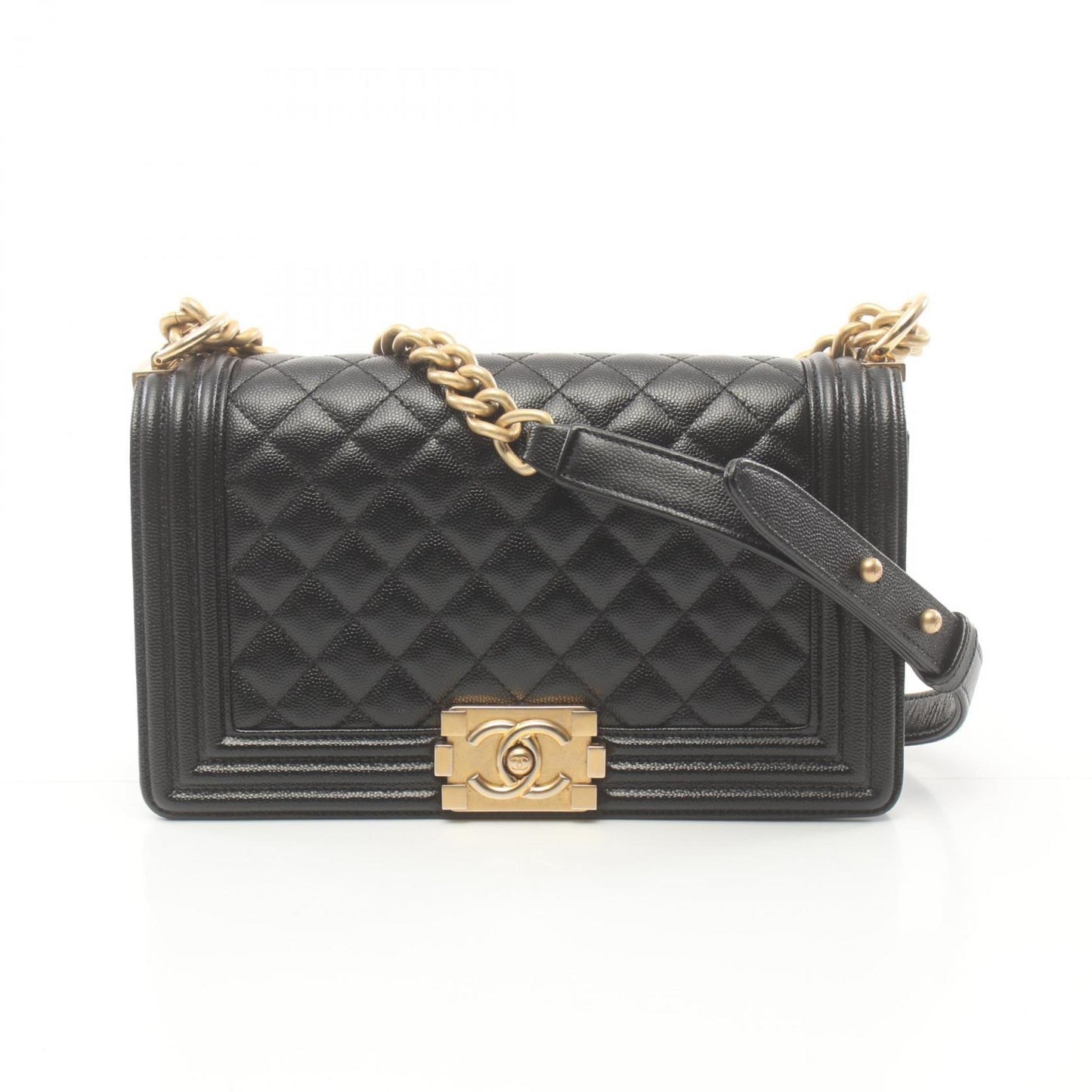 CHANEL Boy Chanel Shoulder Bag Caviar Skin Women s Black