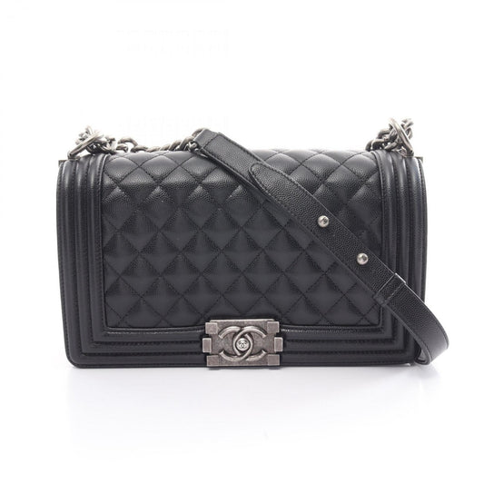 CHANEL Boy Chanel Matelasse Shoulder Bag Caviar Skin Women s Black A67086