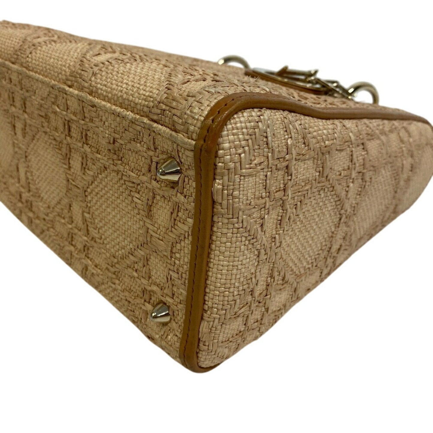 Christian Dior Beige Raffia Leather Shoulder Bag  