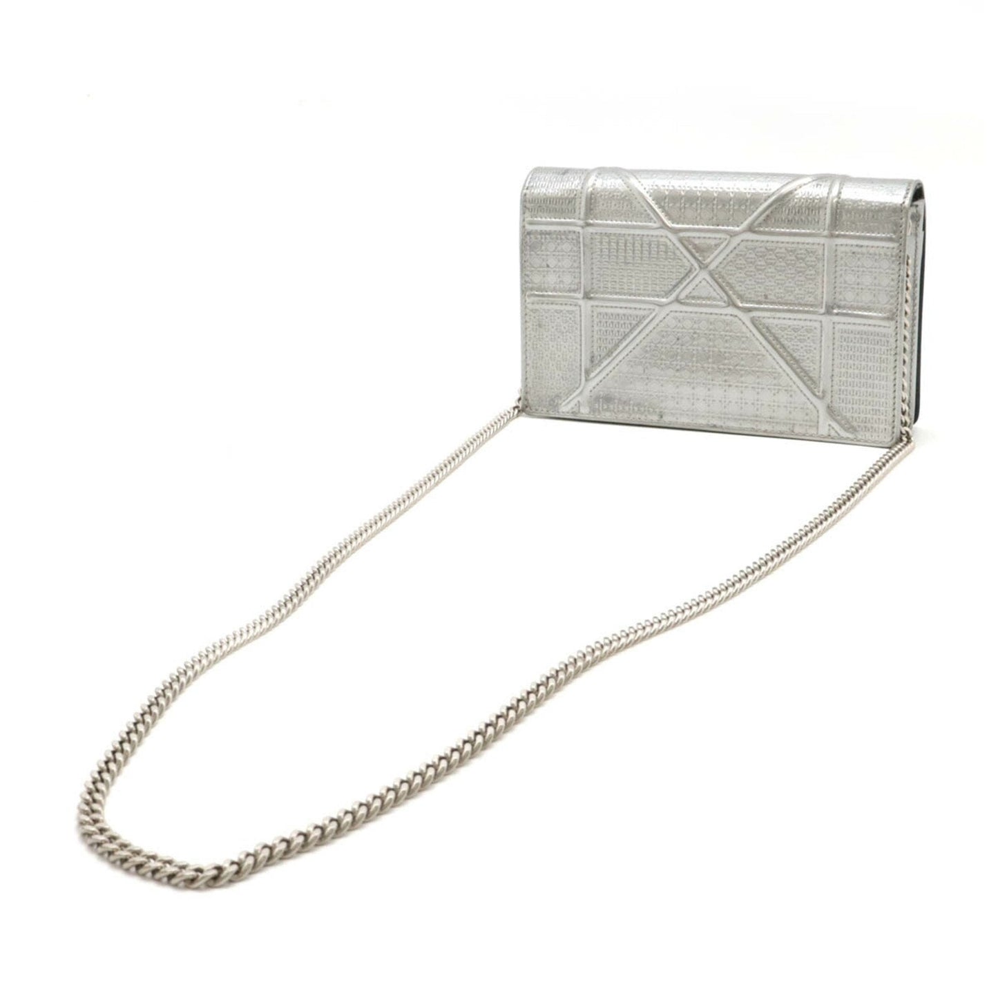 Christian Dior Silver Patent Leather Clutch Bag Pochette  