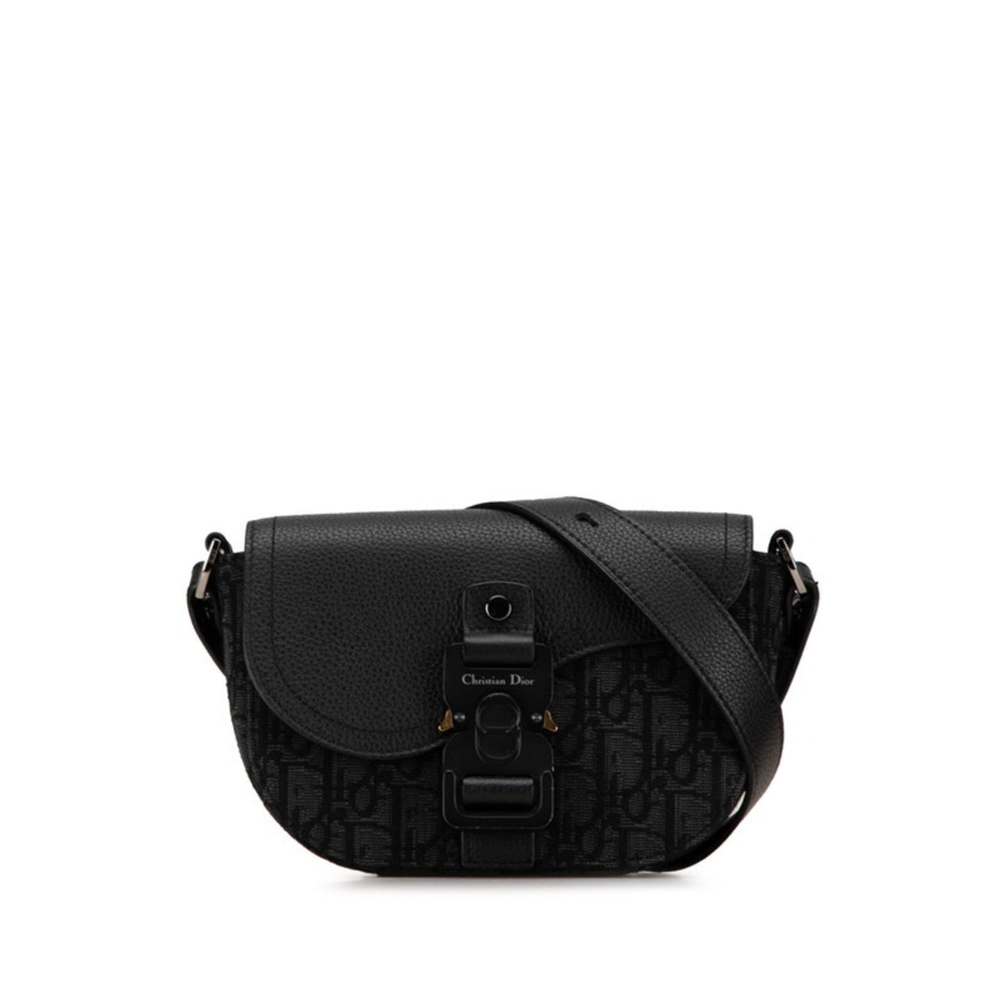 Christian Dior Black Canvas Leather Shoulder Bag  