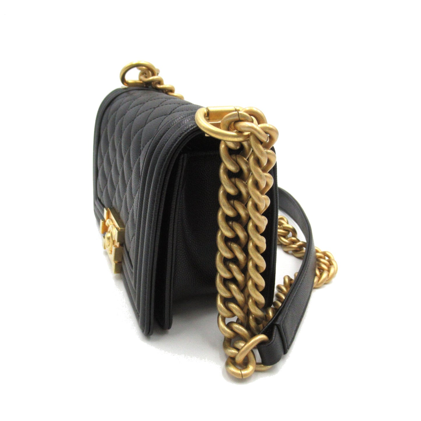 CHANEL Boy Chanel ChainShoulder Black Caviar Skin Grained Calf A67085