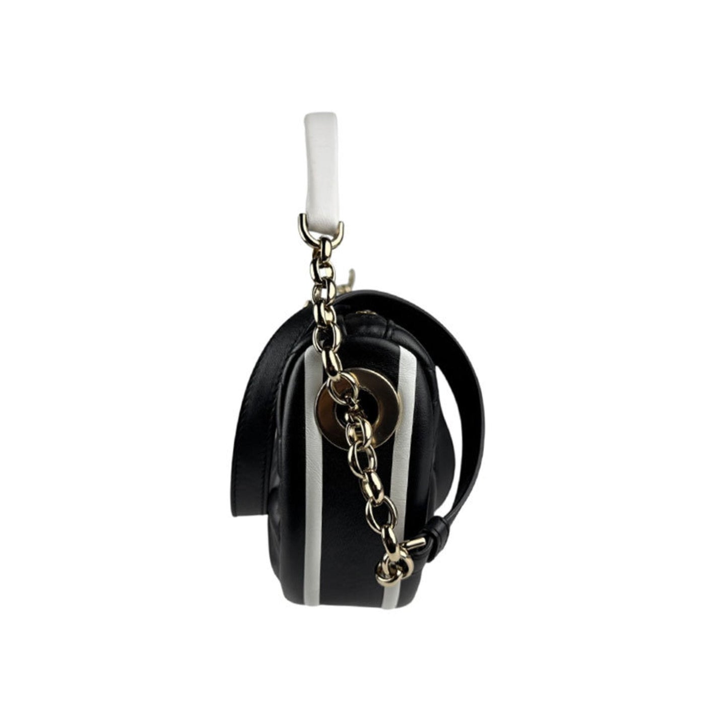 Christian Dior Black White Leather Handbag Shoulder Bag  
