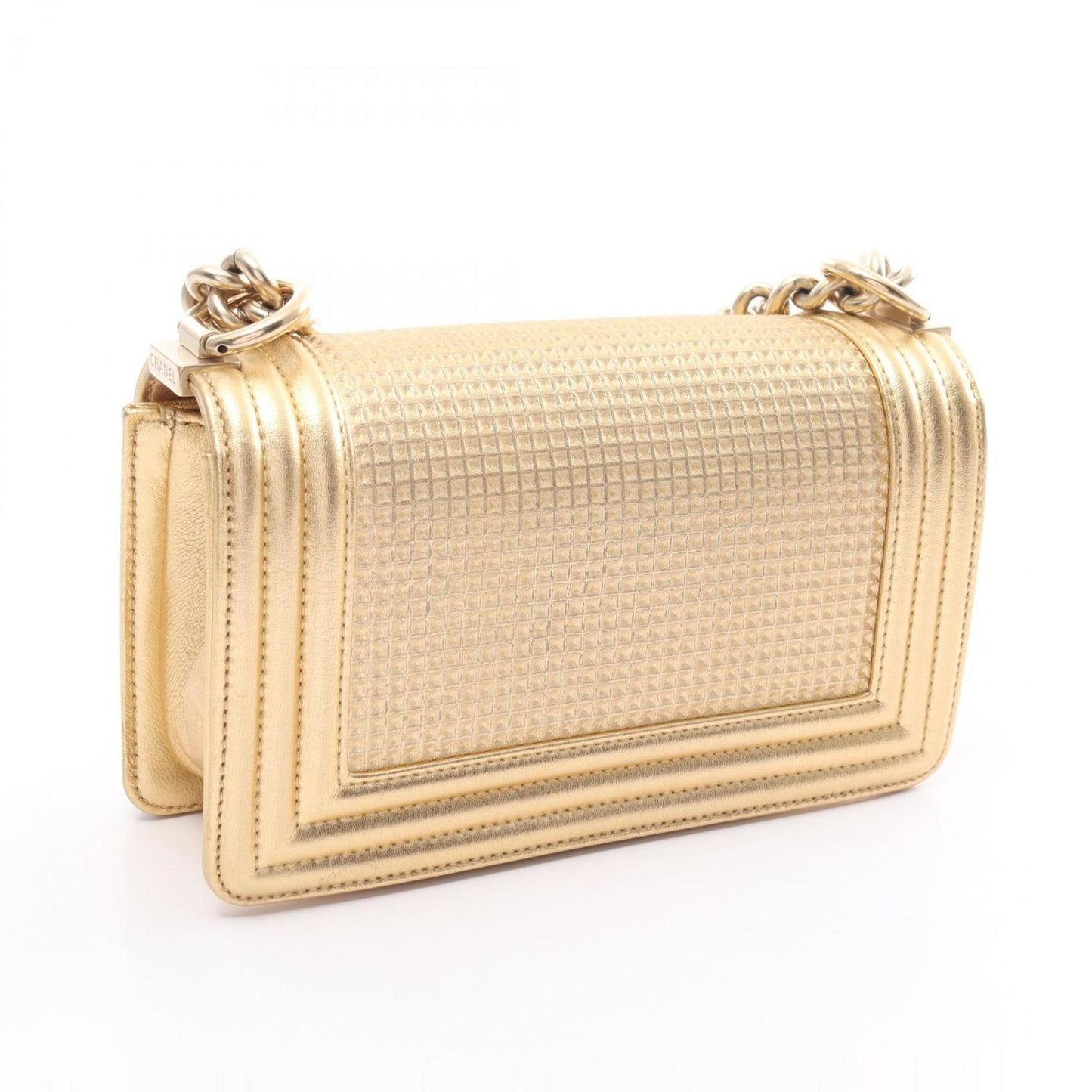 CHANEL Boy Chanel Shoulder Bag Leather Women s Gold Red