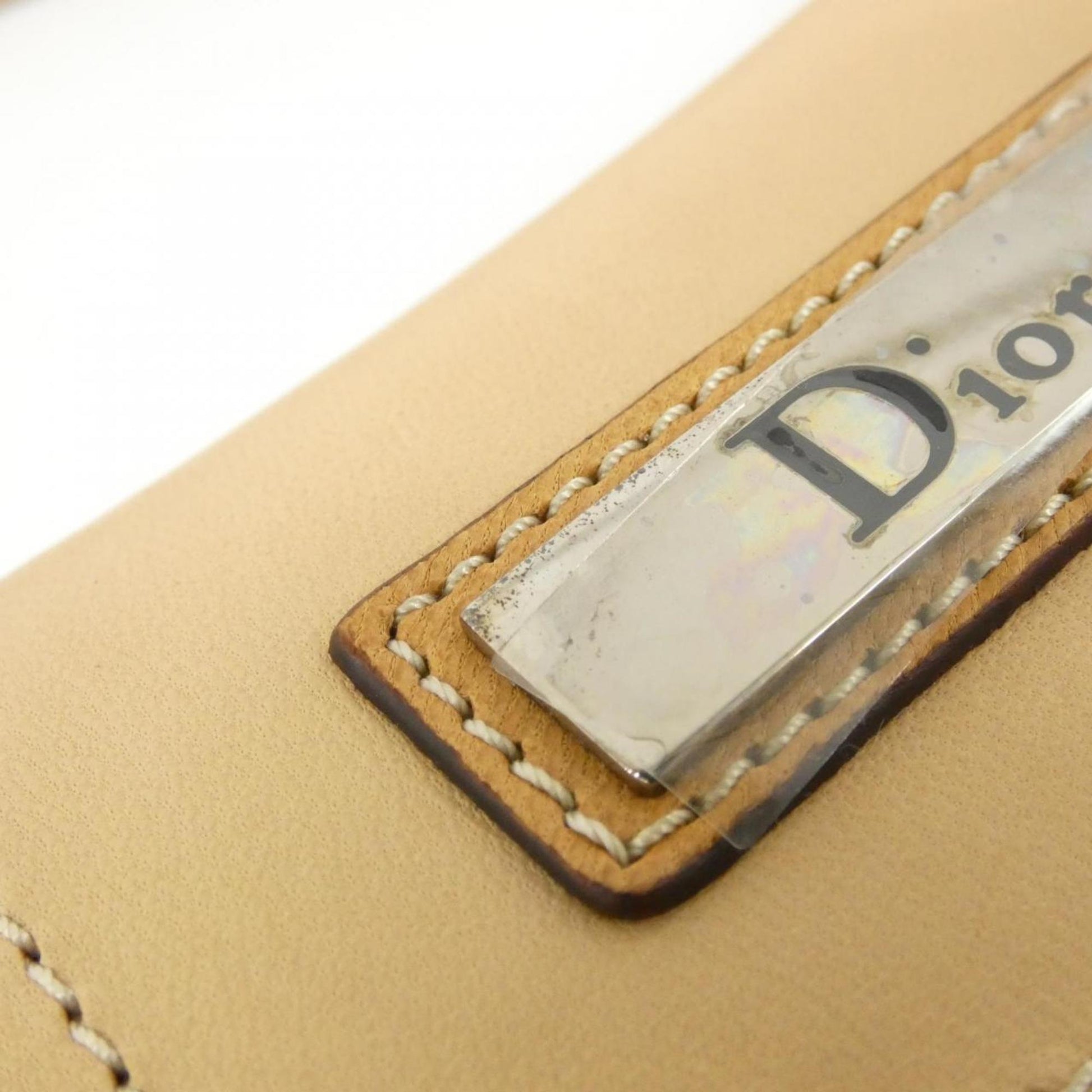 Christian Dior Beige Canvas Leather Shoulder Bag  