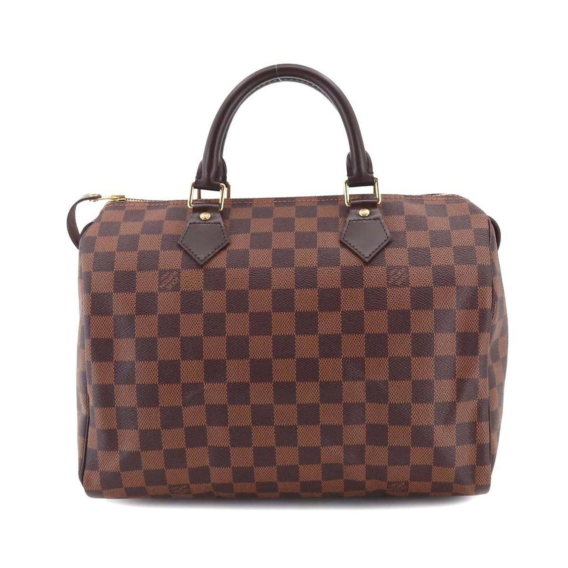 LOUIS VUITTON Damier Hand Bag Ebene Brown Gold Hardware