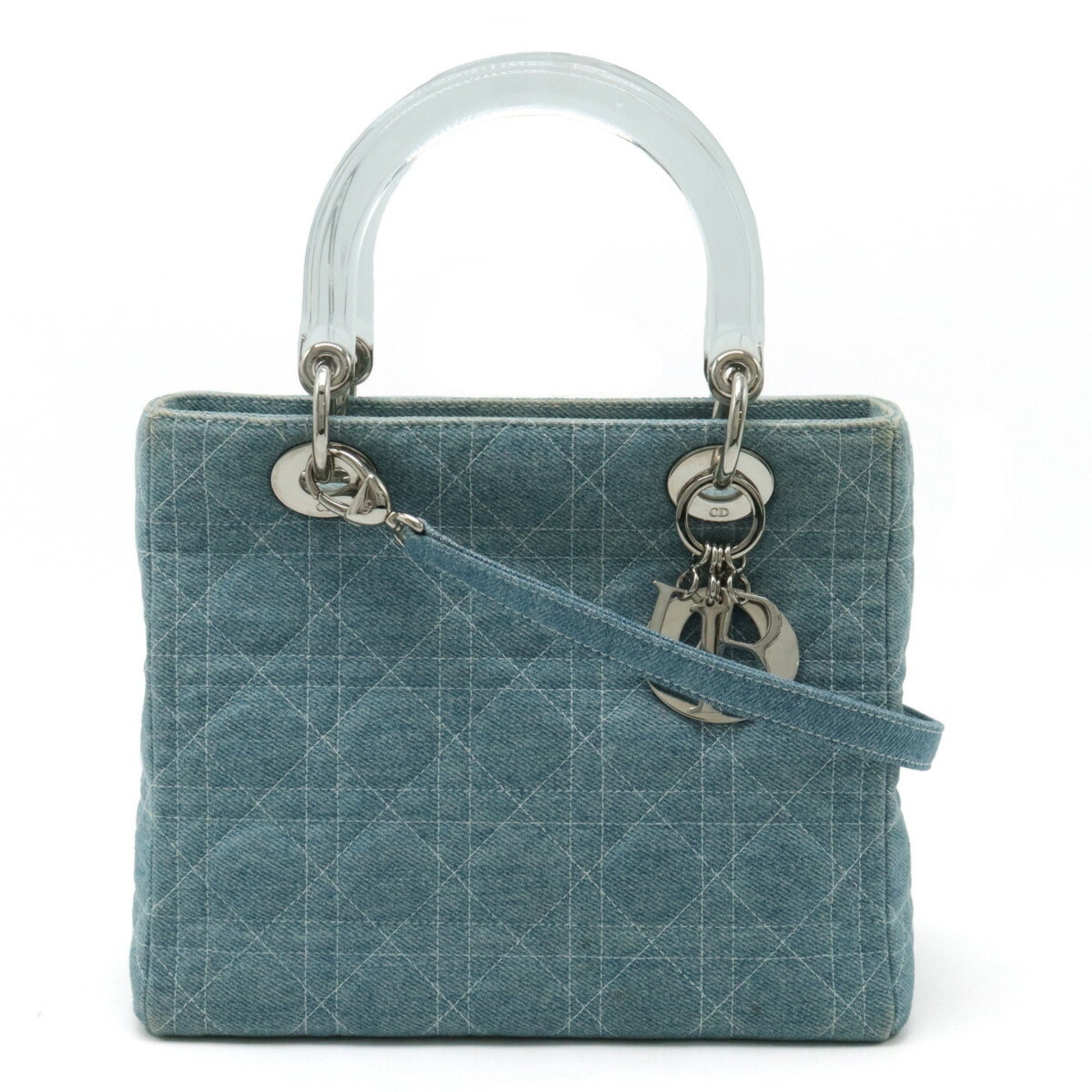 Christian Dior Clear Light Blue Denim Plastic Handbag Shoulder Bag  