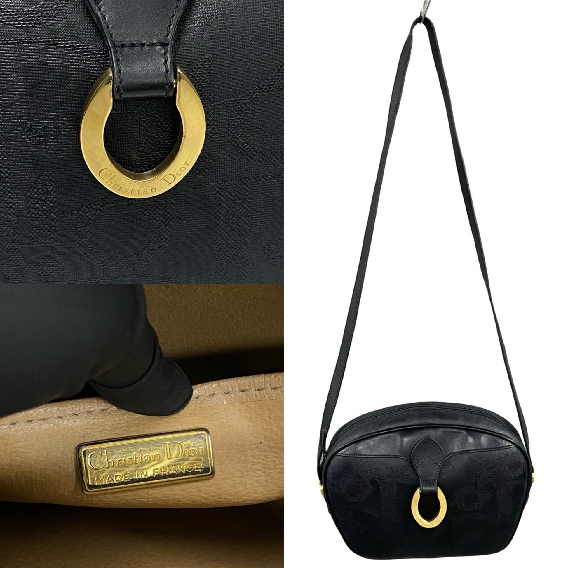 Christian Dior Black Leather Pvc Pochette Shoulder Bag  