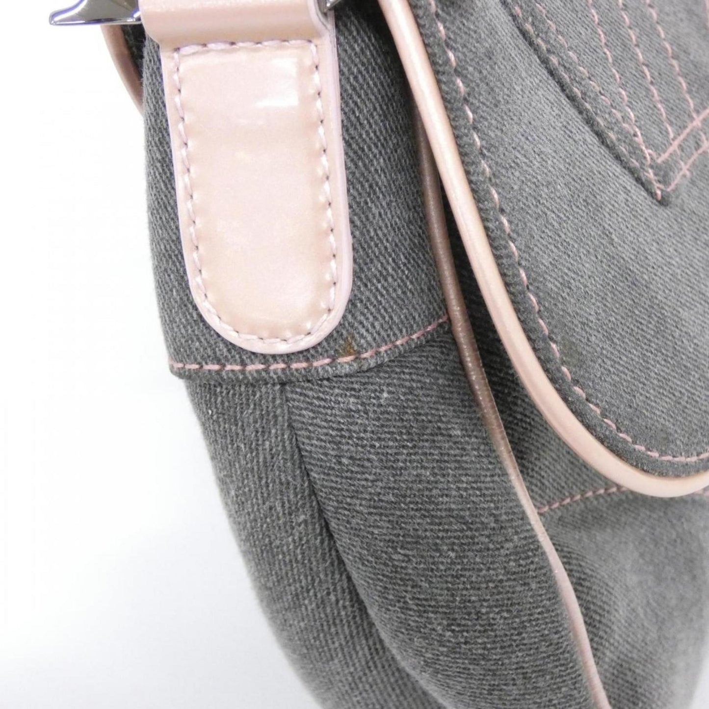 Christian Dior Gray Pink Denim Shoulder Bag  