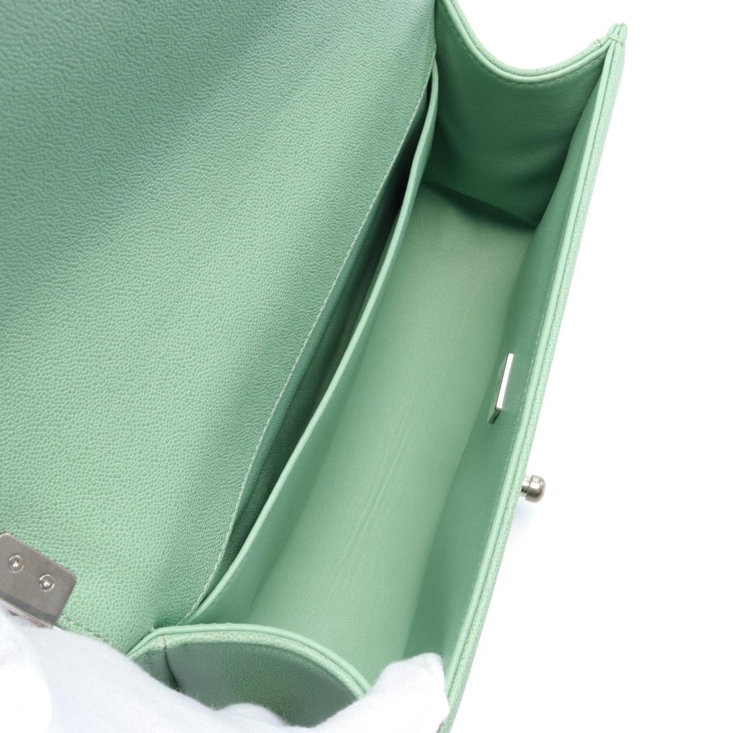 CHANEL Boy Chanel Shoulder Bag Caviar Skin Women s Green