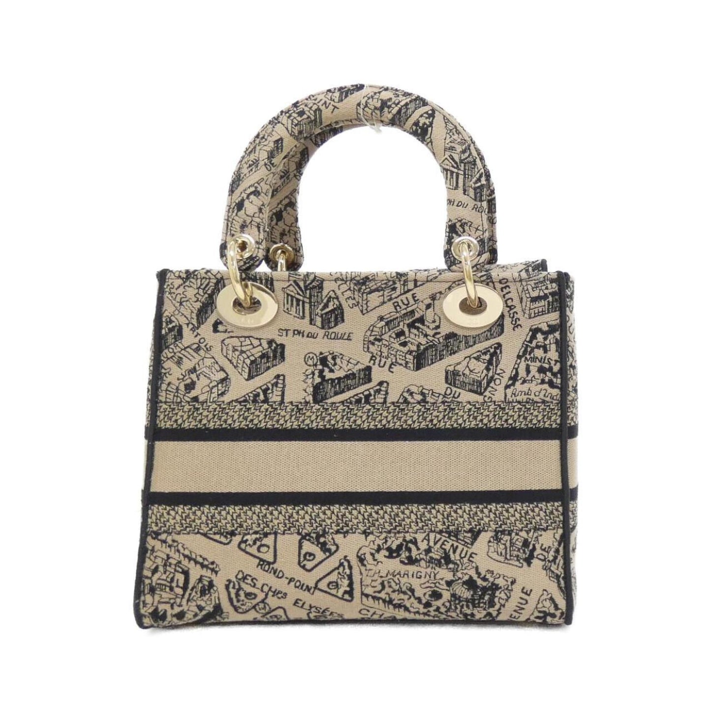 Christian Dior Beige Black Canvas Handbag  