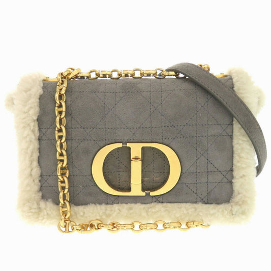 Christian Dior Gray Suede Leather Shoulder Bag  
