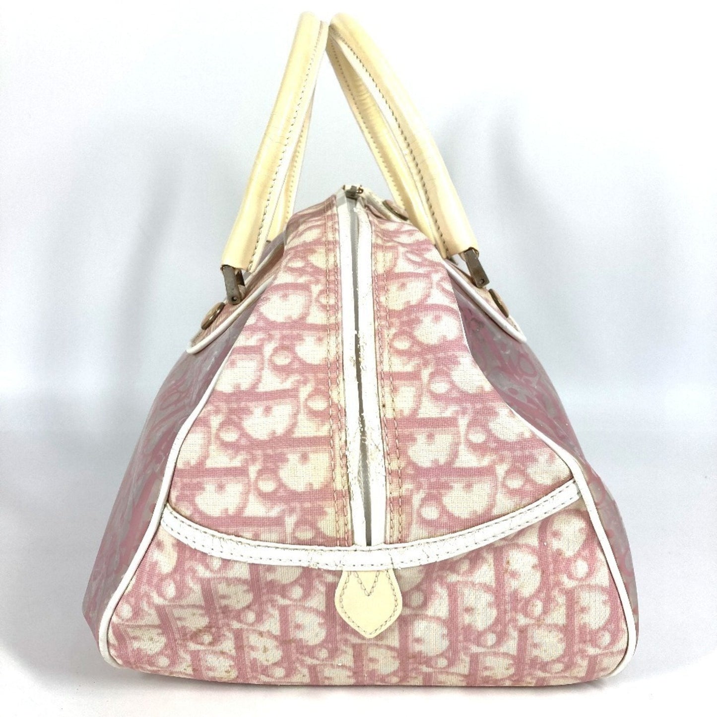 Christian Dior Pink Yellow Trotter Boston Bag Handbag Tote Bag  