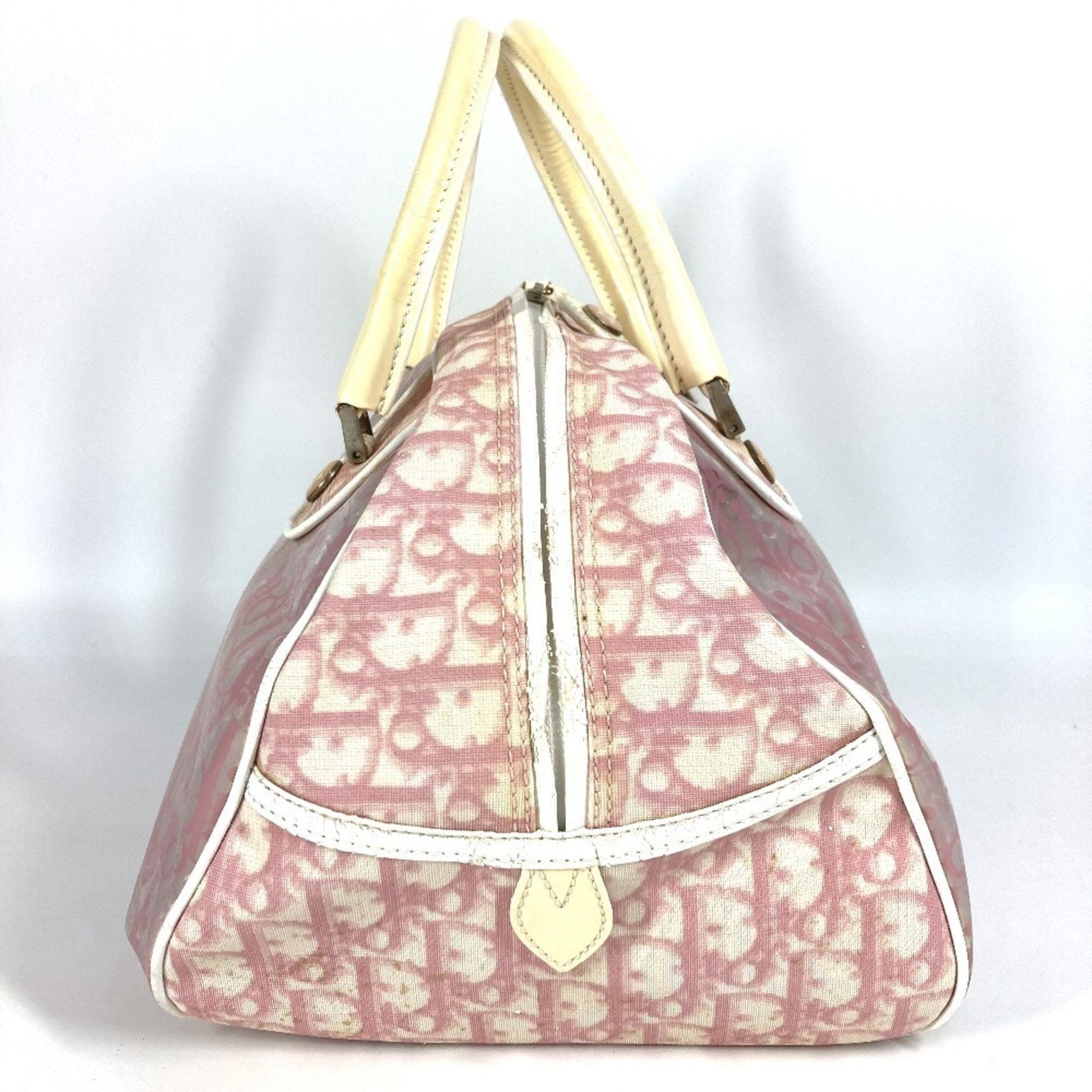Christian Dior Pink Yellow Trotter Boston Bag Handbag Tote Bag  