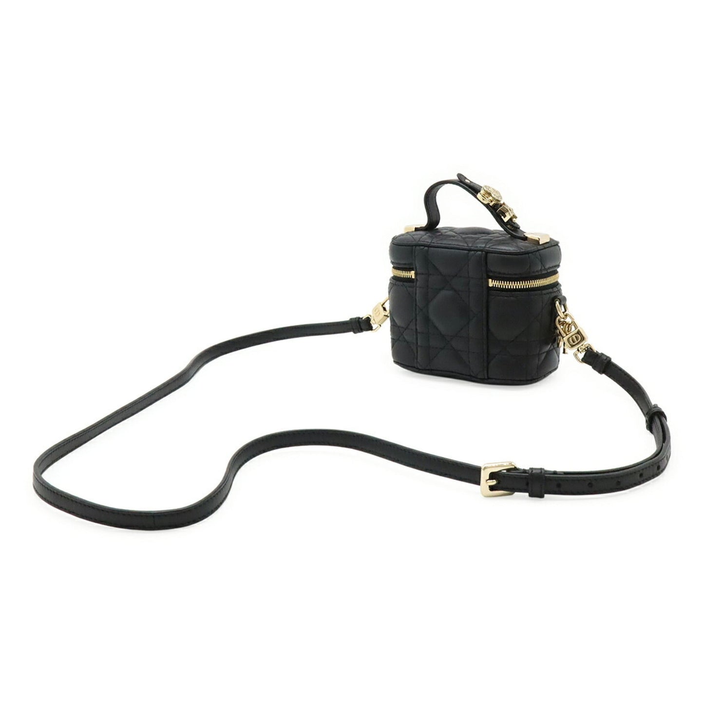 Christian Dior Lady Dior Black Leather Shoulder Bag  