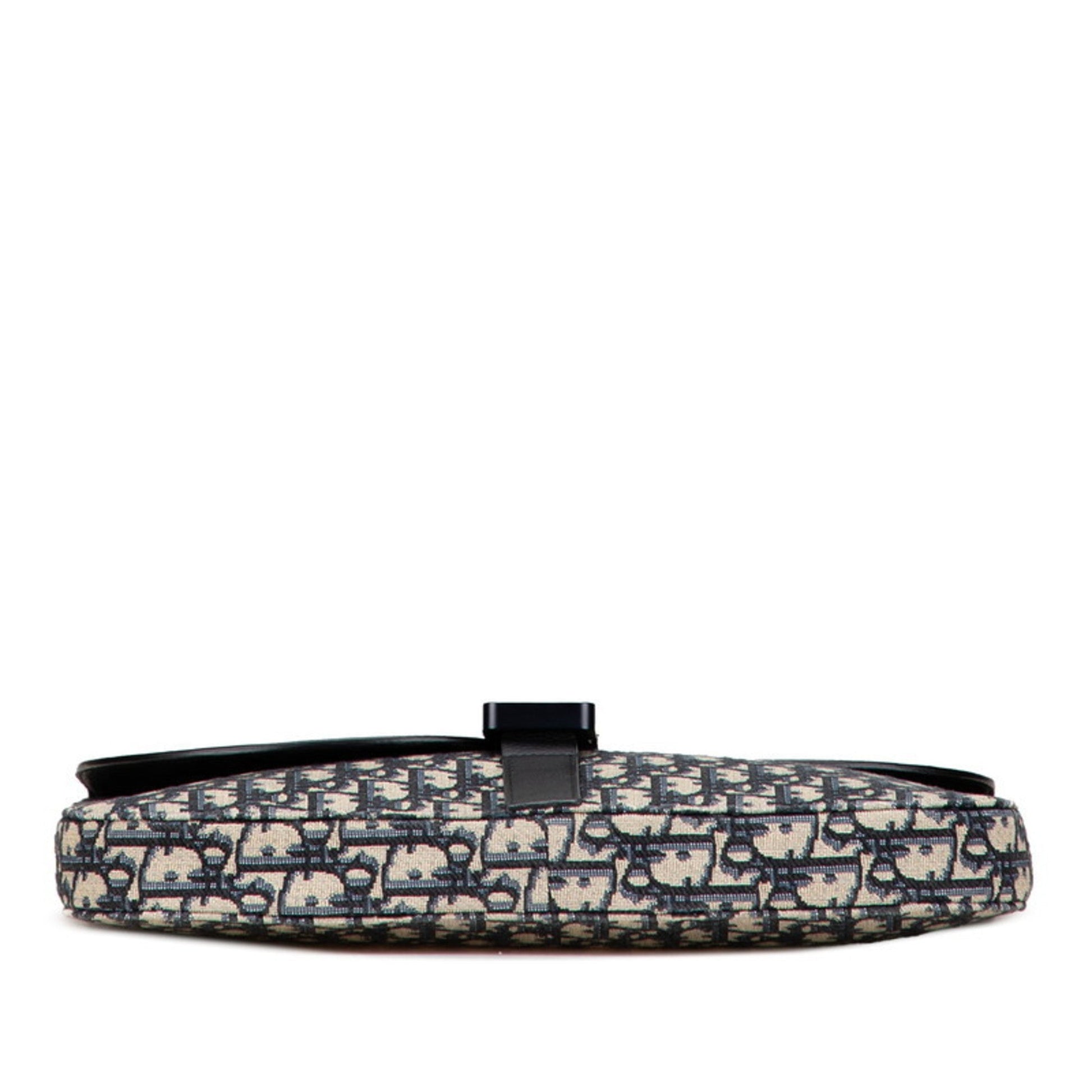 Christian Dior Beige Navy Black Canvas Leather Clutch Bag  