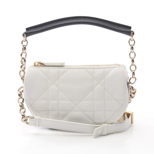 Christian Dior Navy White Leather Shoulder Bag  