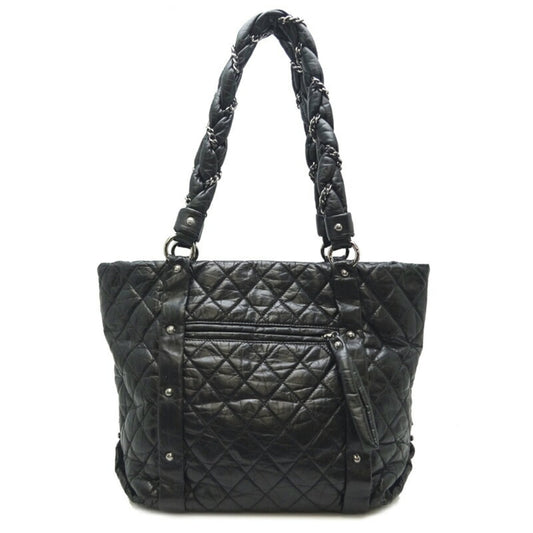 Chanel Bubble Quilted Leather Tote Bag Women s Shoulder Black